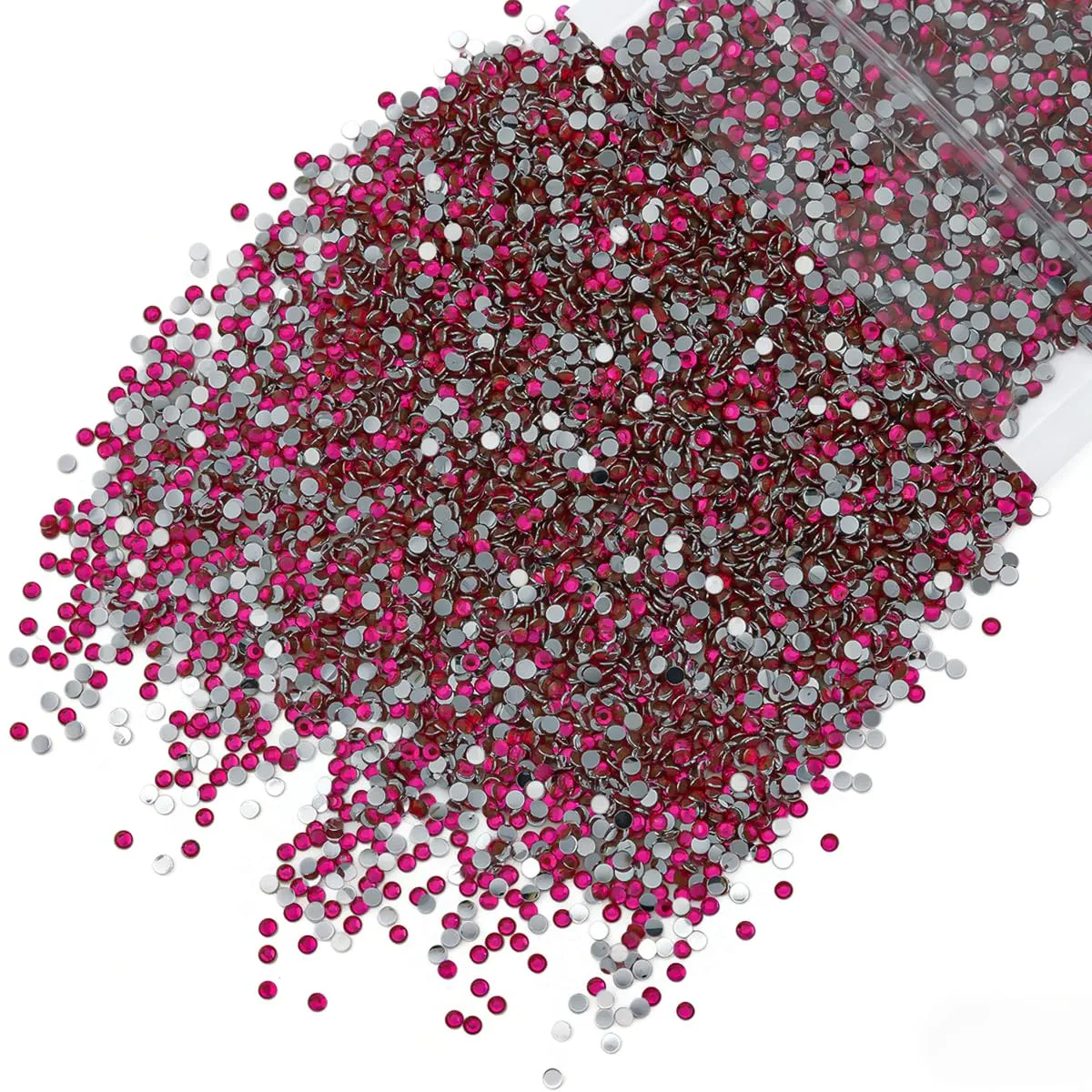 qiipii 5300PCS 3mm Crystal Hot Pink Resin Rhinestones for Crafting Flatback Dark Rose Red Stones Bulk SS10 Non-Hotfix Diamonds Crystals Gems Charms for Nails Face Eyes Makeup Mugs Tumblers DIY Crafts