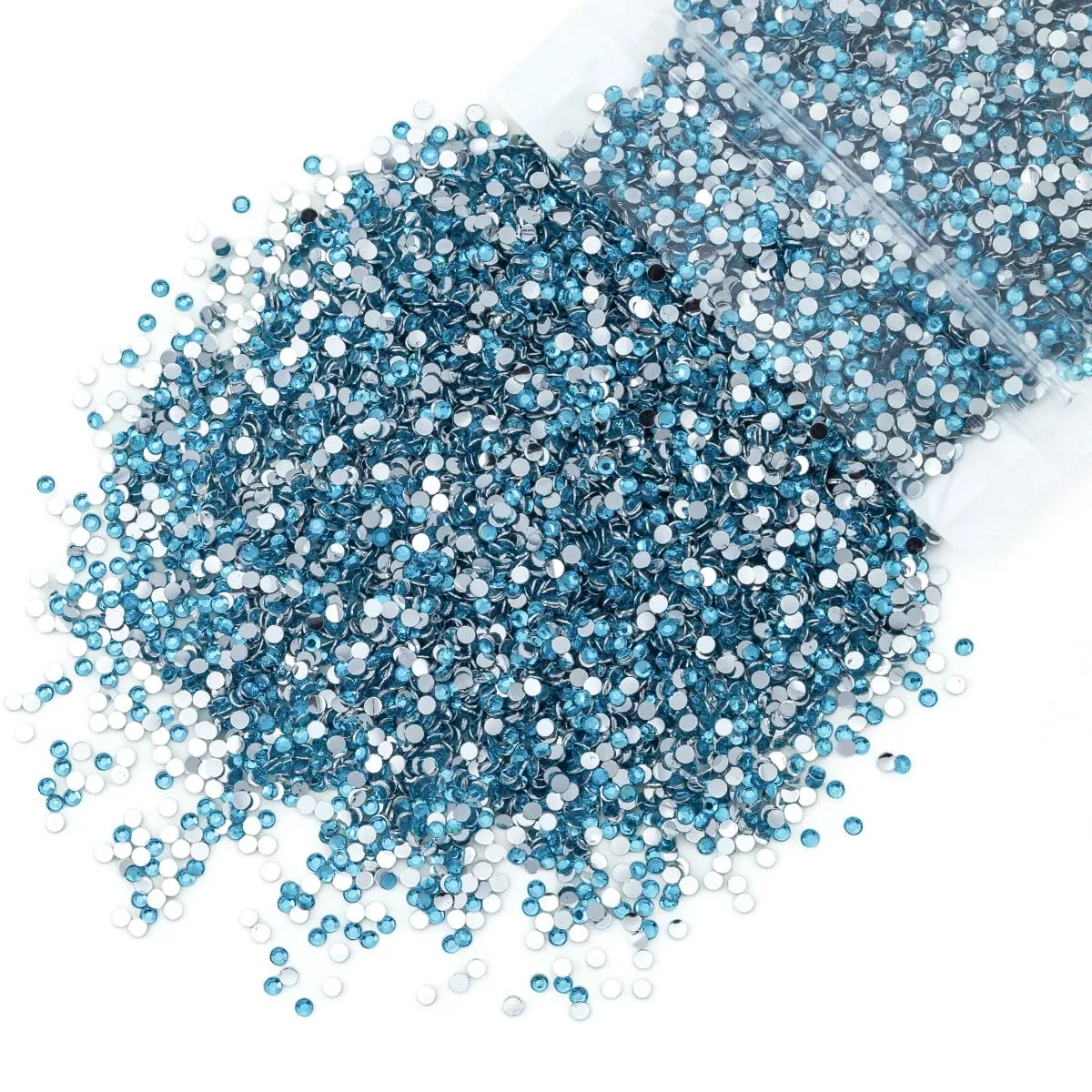 qiipii 10000PCS 2mm Crystal Light Blue Resin Rhinestones for Crafting Flatback Sky Blue Stones Bulk SS6 Non-Hotfix Diamonds Crystals Gems Charms for Nails Face Eyes Makeup Tumblers Bottles DIY Crafts