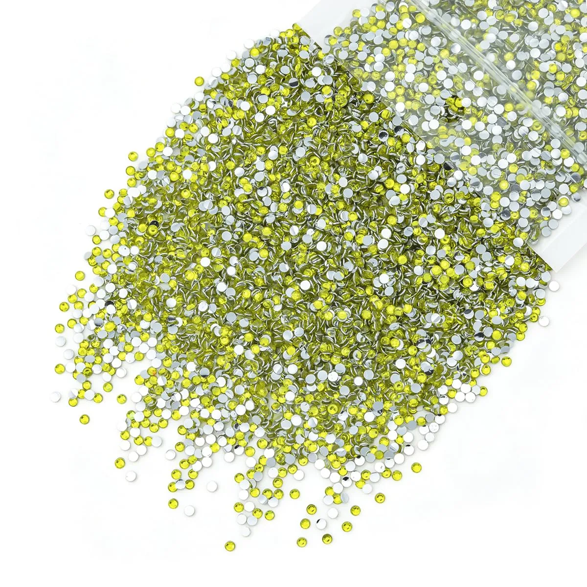 qiipii 5300PCS 3mm Lemon Yellow Crystal Resin Rhinestones for Crafting Flatback Yellow Stones Bulk SS10 Non-Hotfix Diamonds Crystals Gems Charms for Nails Face Eyes Makeup Mugs Tumblers DIY Crafts
