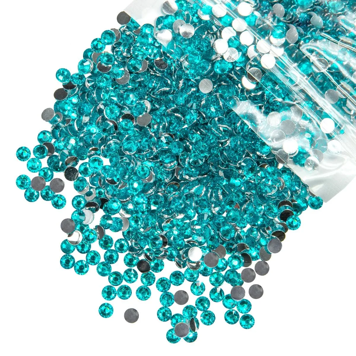 qiipii 1550PCS 5mm Blue Zircon Resin Crystal Rhinestones for Crafting Flatback Rhinestones Bulk SS20 Non-Hotfix Teal Blue Stones Diamonds Crystals Gems for Nails Face Mugs Tumblers Bottles DIY Crafts