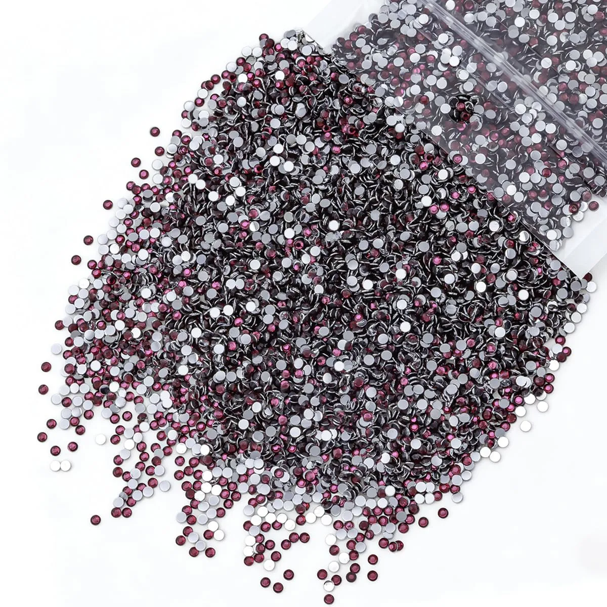 qiipii 10000PCS 2mm Wine Purple Crystal Resin Rhinestones for Crafting Flatback Small Purple Red Stones Bulk SS6 Diamonds Crystals Gems Charms for Nails Face Eyes Makeup Tumblers Bottles Crafts Shoes