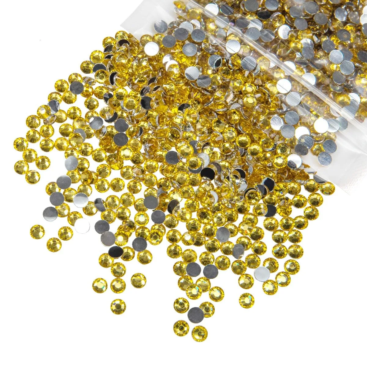 qiipii 1550PCS 5mm Crystal Yellow Resin Rhinestones for Crafting Light Yellow Flatback Stones Bulk SS20 Non-Hotfix Diamonds Crystals Gems Charms for Nails Face Eyes Makeup Tumblers Bottles DIY Crafts