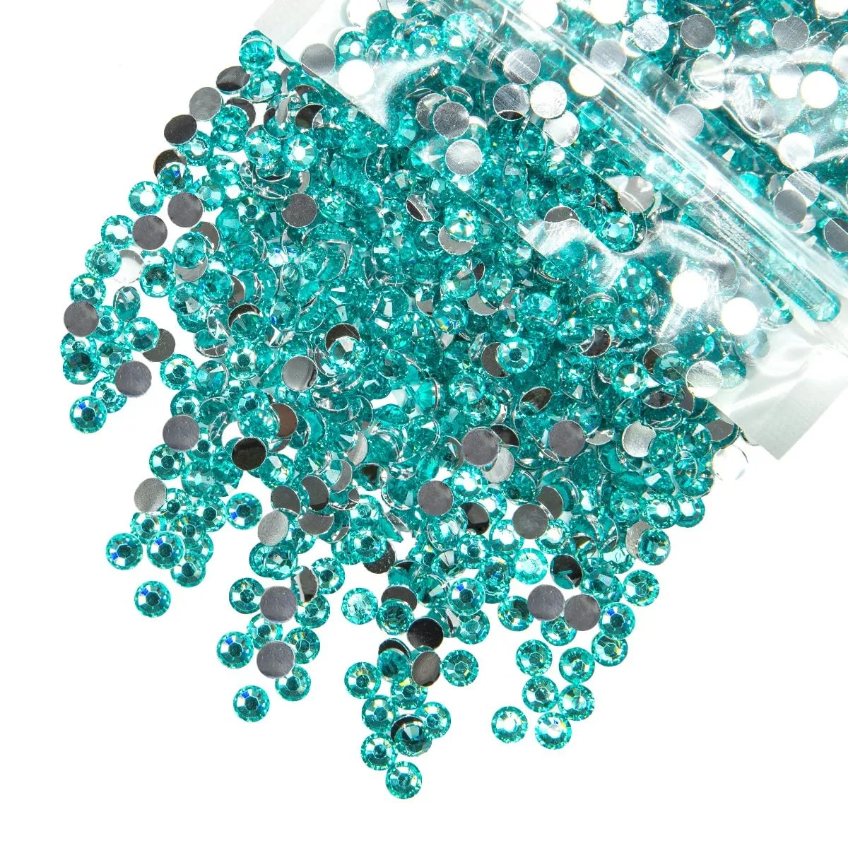qiipii 3000PCS 4mm Aquamarine Resin Crystal Rhinestones for Crafting Lake Blue Flatback Stones Bulk SS16 Non-Hotfix Water Blue Diamonds Crystals Gems for Nails Face Eyes Makeup Tumblers DIY Crafts