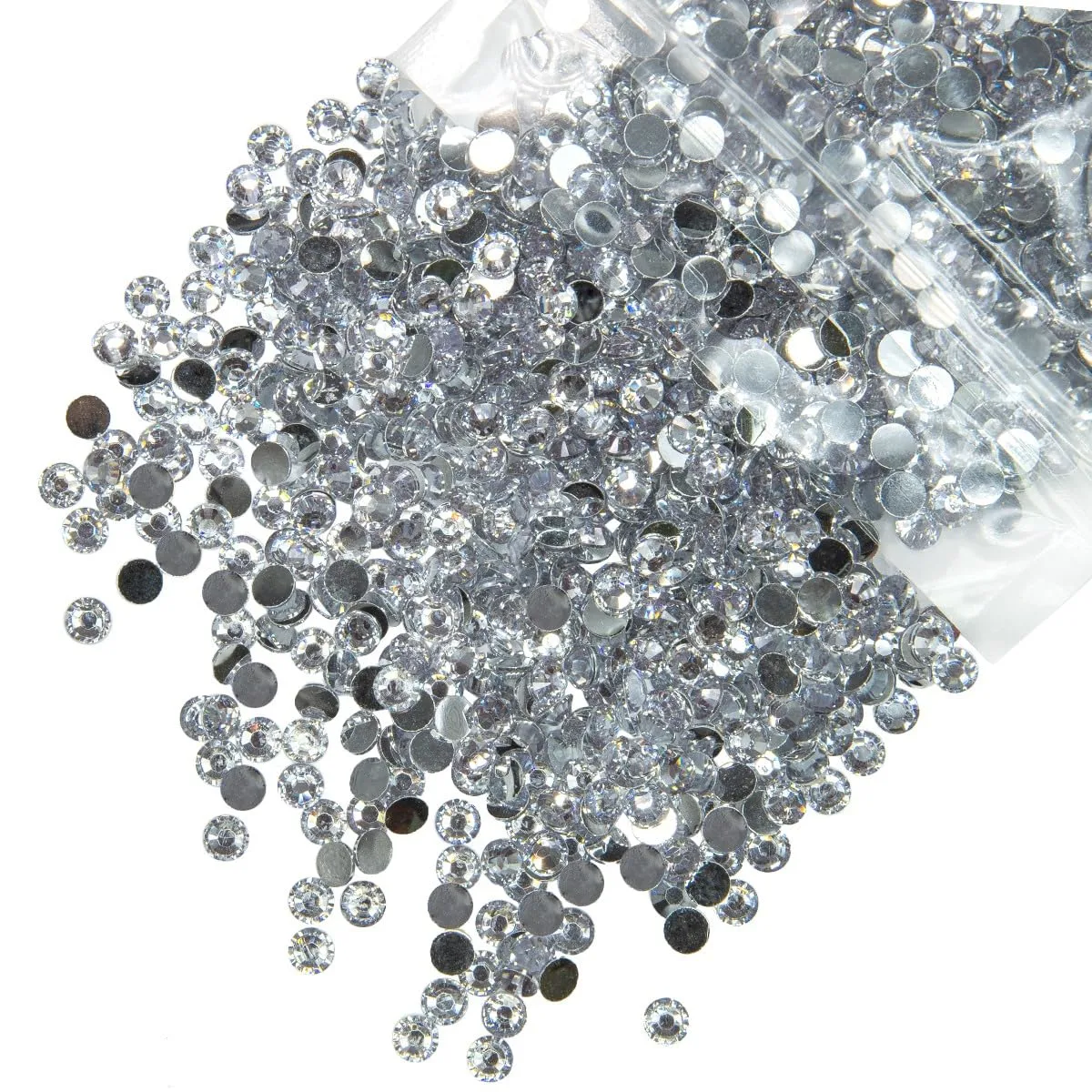 qiipii 1550PCS 5mm Crystal White Resin Rhinestones for Crafting Silver Clear Flatback Stones Bulk SS20 Non-Hotfix Diamonds Crystals Gems Charms for Nails Face Eyes Makeup Tumblers Bottles DIY Crafts