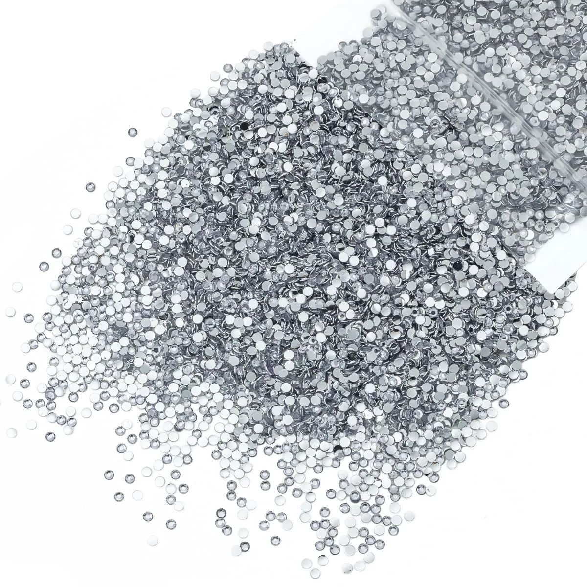 qiipii 10000PCS 2mm Silver Clear Tiny Resin Rhinestones for Crafting Flatback Crystal White Small Stones Bulk SS6 Diamonds Crystals Gems for Nails Face Eyes Makeup Tumblers Bottles DIY Crafts Clothes