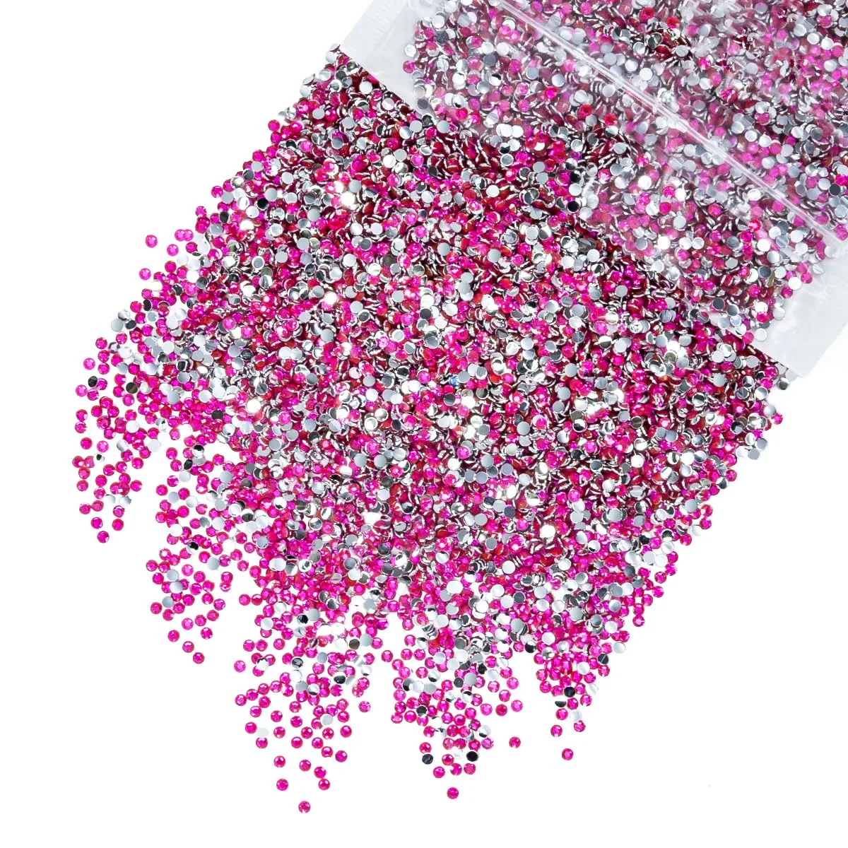 qiipii 10000PCS 2mm Hot Pink Resin Rhinestones for Bedazzling Crafting Flatback Rose Red Stones Bulk SS6 Non-Hotfix Diamonds Crystals Gems Charms for Nails Face Eyes Makeup Beauty Tumblers DIY Crafts