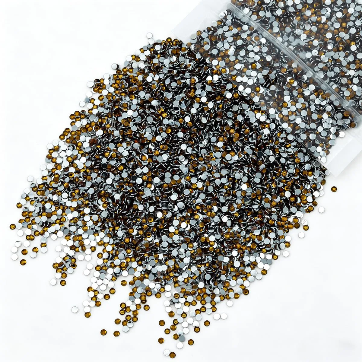 qiipii 5300PCS 3mm Brown Crystal Resin Rhinestones for Crafting Flatback Amber Brown Stones Bulk SS10 Non-Hotfix Diamonds Crystals Gems Charms Supplies for Nails Face Eyes Makeup Tumblers DIY Crafts