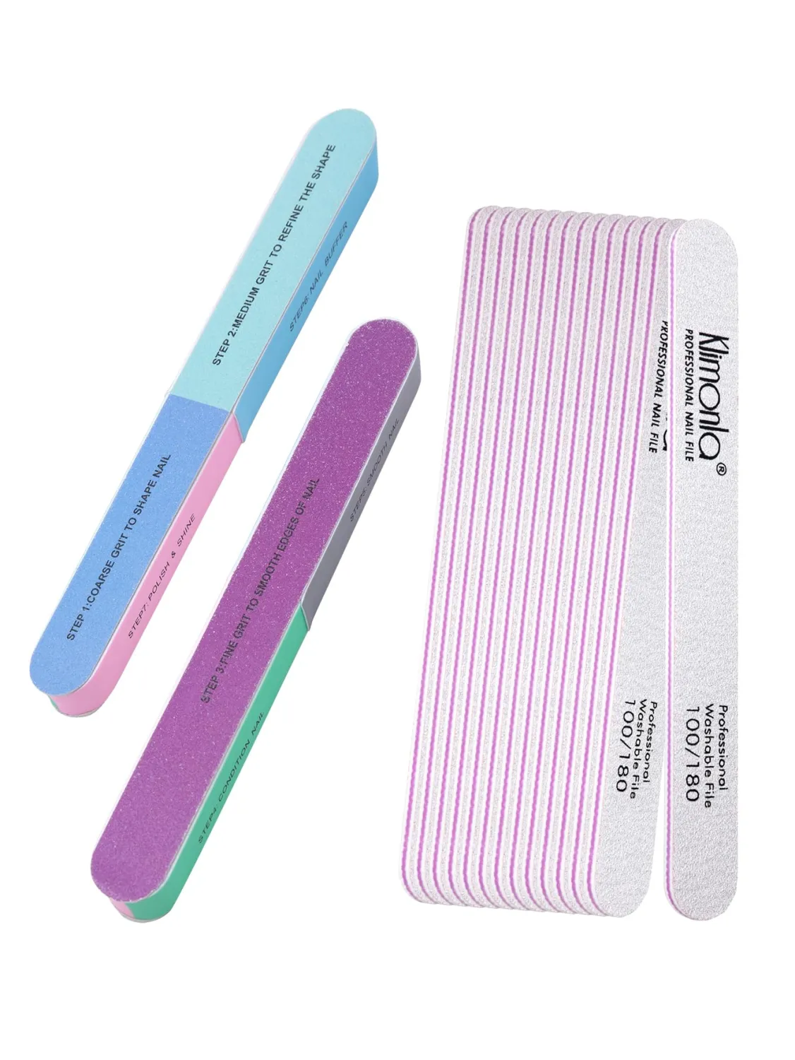 Emery Boards for Nails,7 Way Nail Buffers Shine Kit Professional Nail Files for Natural Nails Manicure Filer Filing Polishing Buff Nail Care Smoother Buffing Fingernail 80/100/120/180/240/600Grit