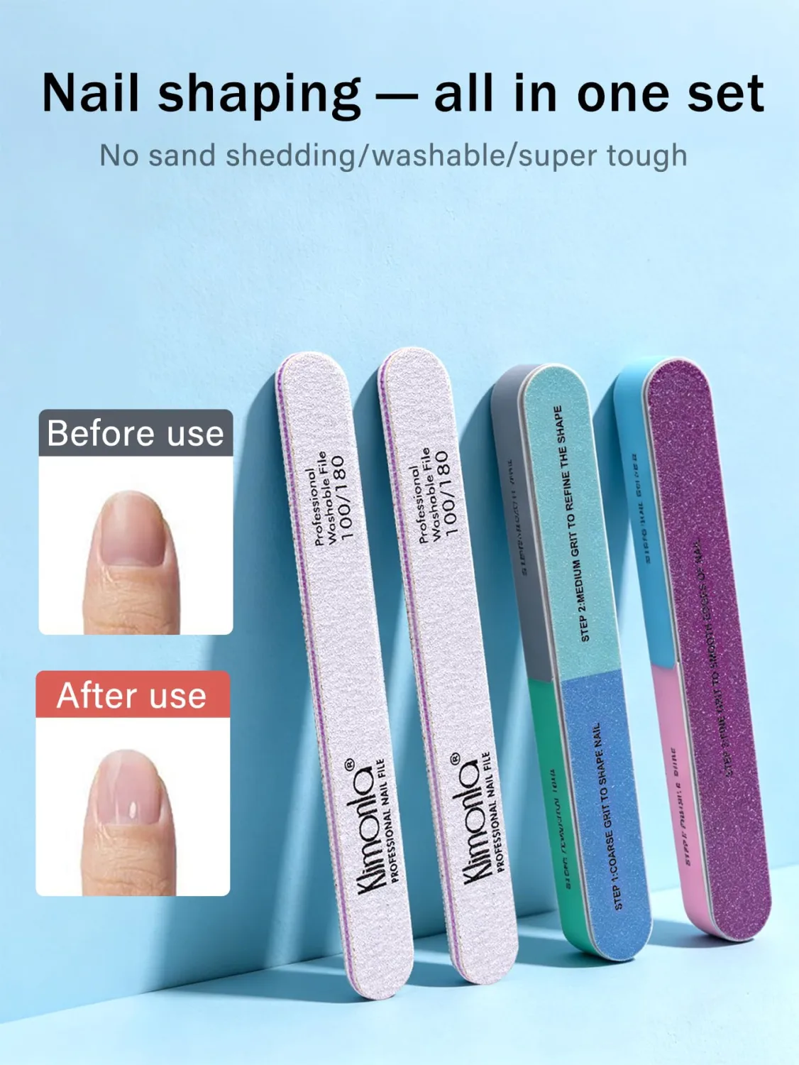 Emery Boards for Nails,7 Way Nail Buffers Shine Kit Professional Nail Files for Natural Nails Manicure Filer Filing Polishing Buff Nail Care Smoother Buffing Fingernail 80/100/120/180/240/600Grit