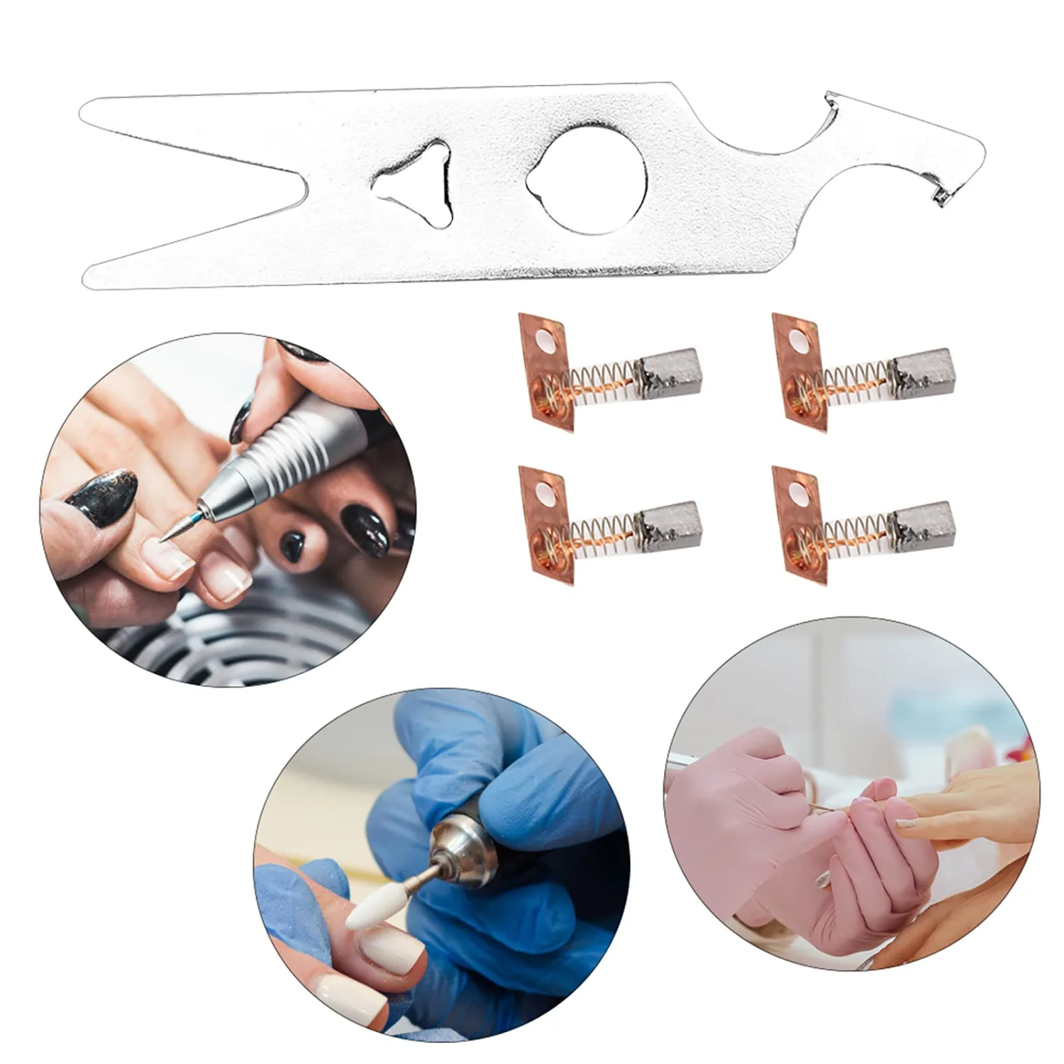 2 Pairs Carbon Brush Wrench Set, Nail Drill Handpiece Accessory, Nail Drill Carbon Brush Wrench Set Replacement Part Manicure Carbon Brush