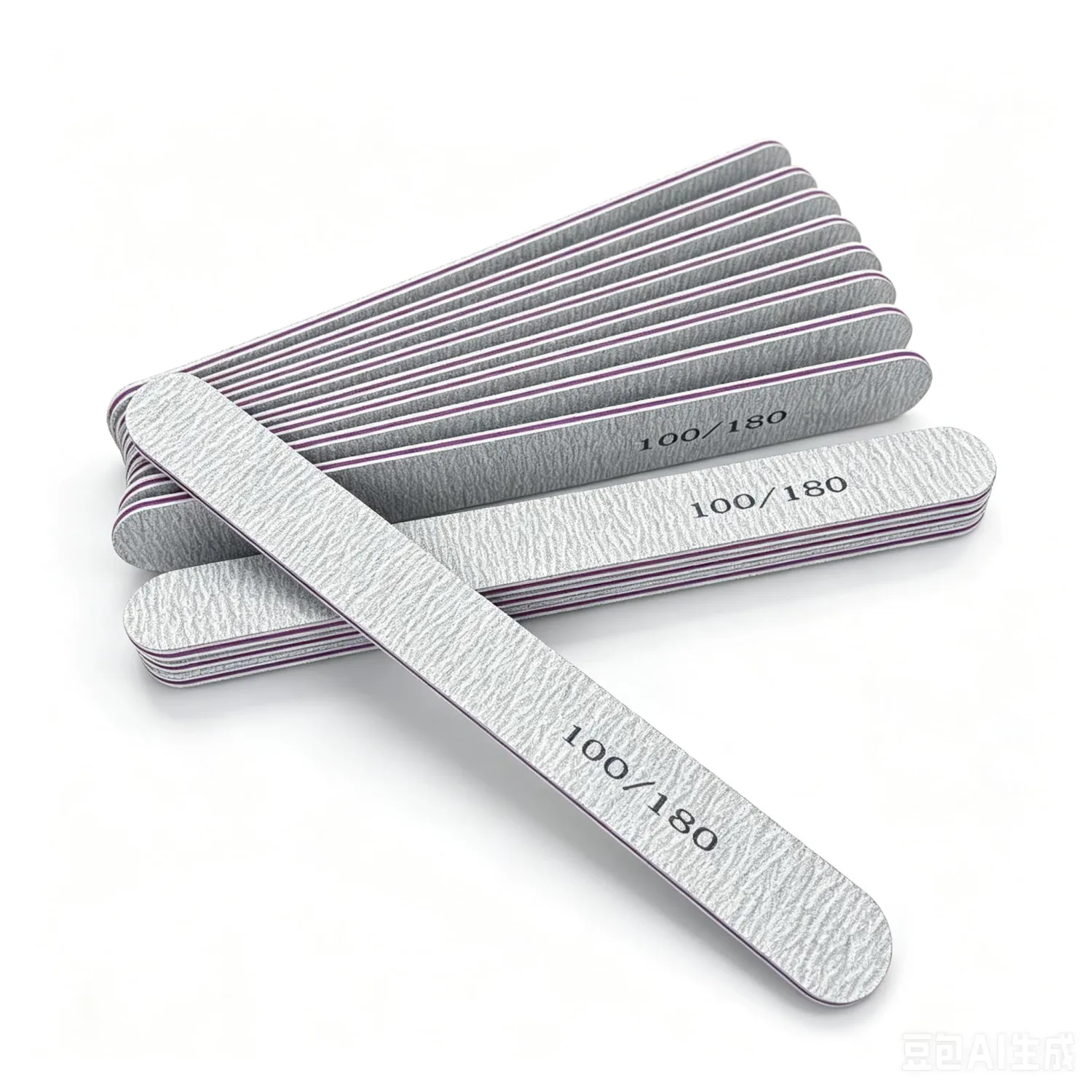 Nail Files (12 Pack), 100/180 Grit Emery Boards Nail File for Natural Nails and Acrylic Nails, Double Sided Emory Boards Fingernail Filer Reusable Manicure, 7.1 x 0.75 Inches Gray