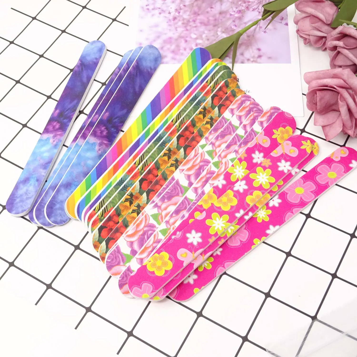Honbay 20PCS Double Sided Nail Files Emory Boards for Home and Professional Salon Use (150/150 Grit) - Random Color