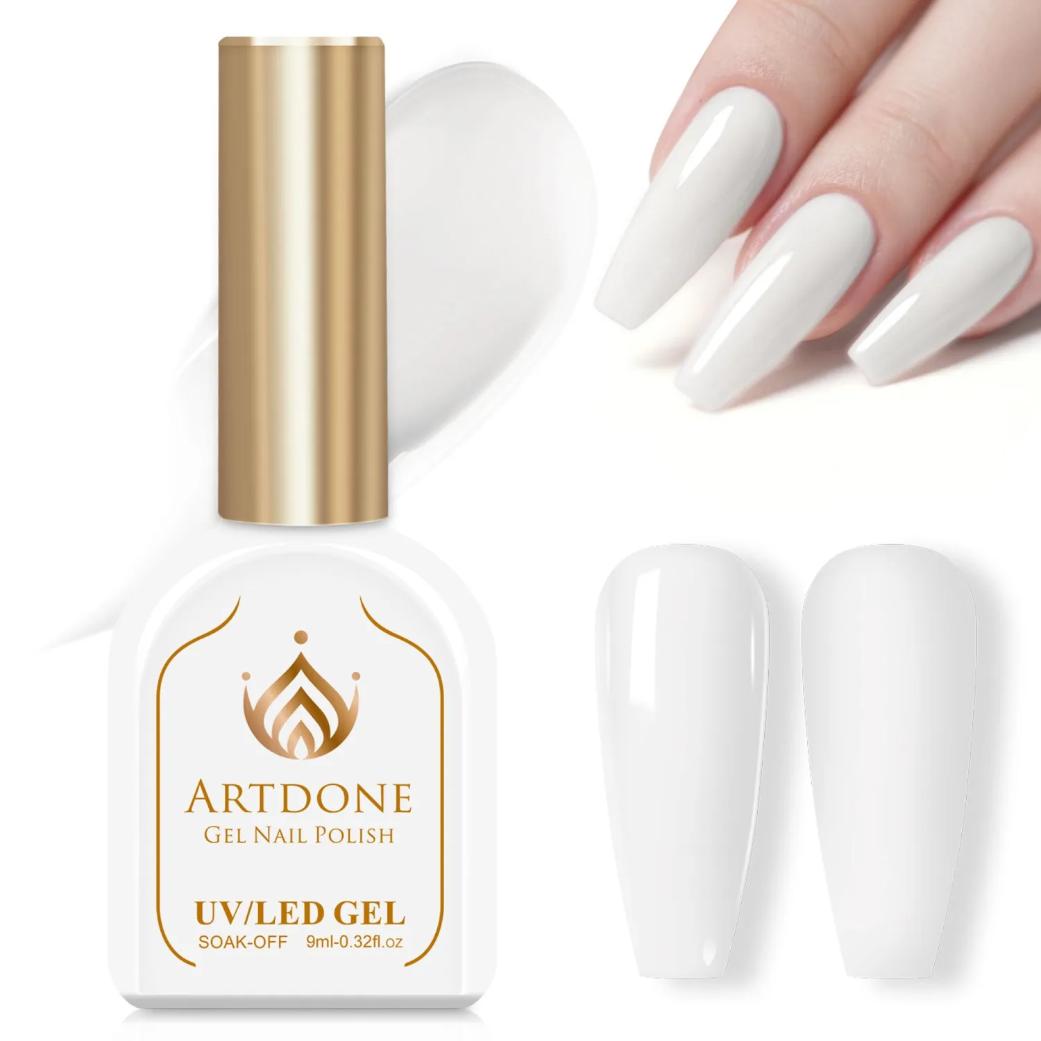 Artdone White Gel Nail Polish Hema-free Solid Color | For All Seasons Neutral Soak Off LED Lamp Needed For Manicure Nail Art