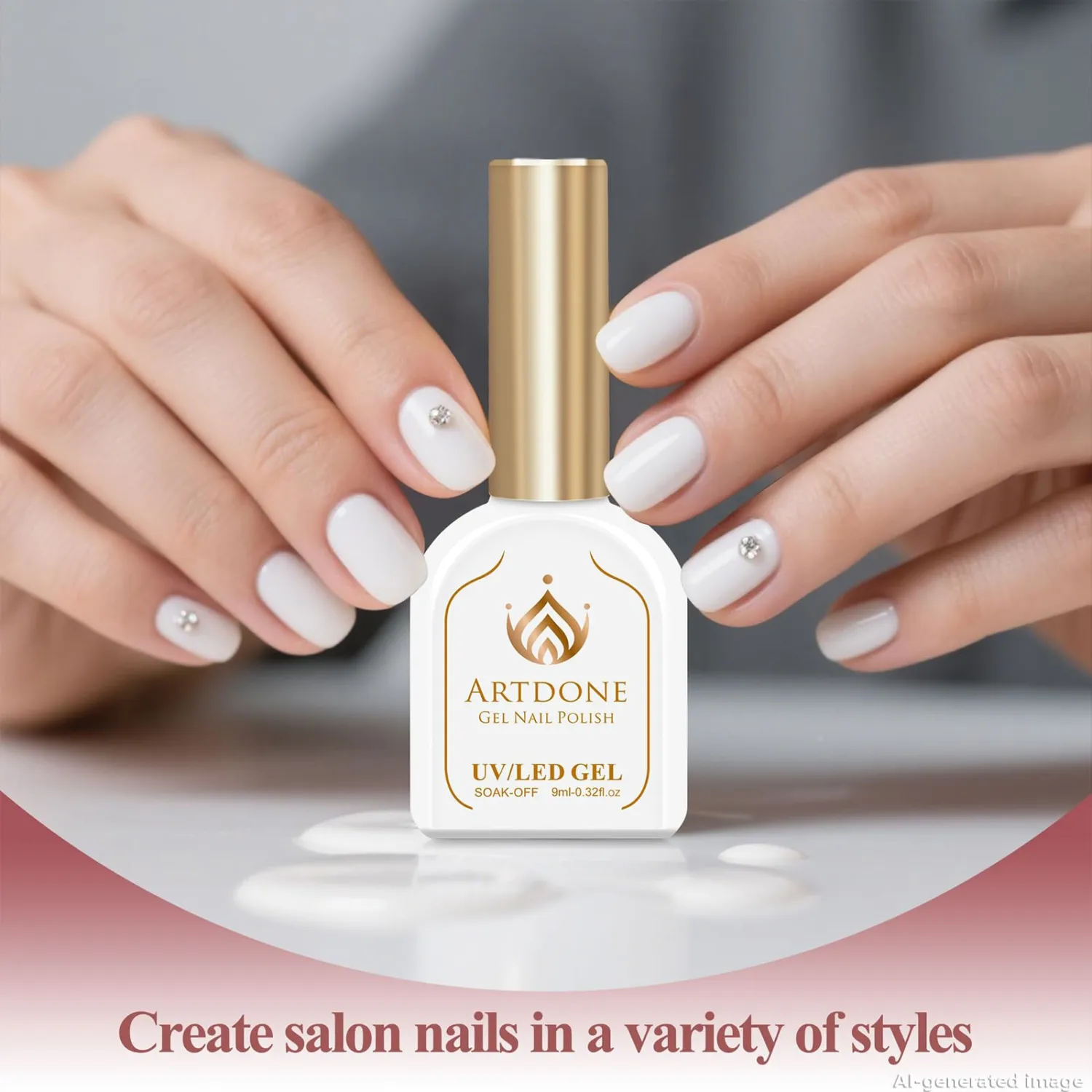 Artdone White Gel Nail Polish Hema-free Solid Color | For All Seasons Neutral Soak Off LED Lamp Needed For Manicure Nail Art