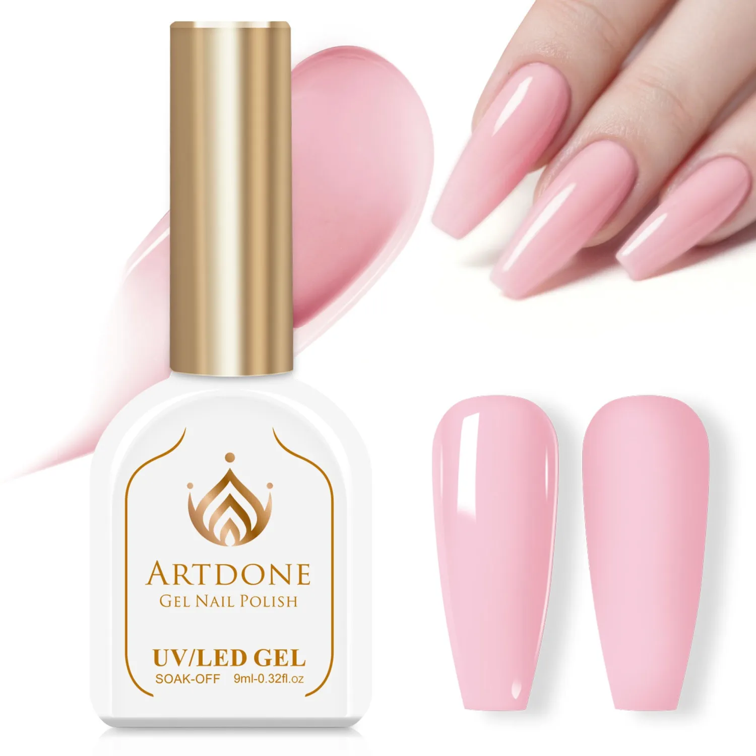 Artdone Gel Nail Polish Hema-free Solid Color Light Pink For All Seasons Neutral Soak Off LED Lamp Needed For Manicure Nail Art
