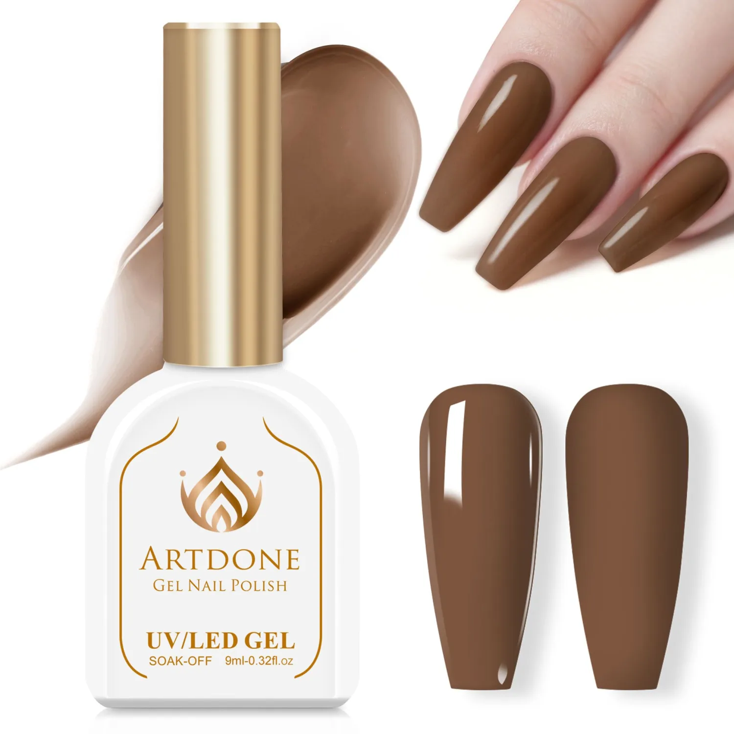 Artdone Gel Nail Polish Hema-free Solid Color Brown For All Seasons Neutral Soak Off LED Lamp Needed For Manicure Nail Art
