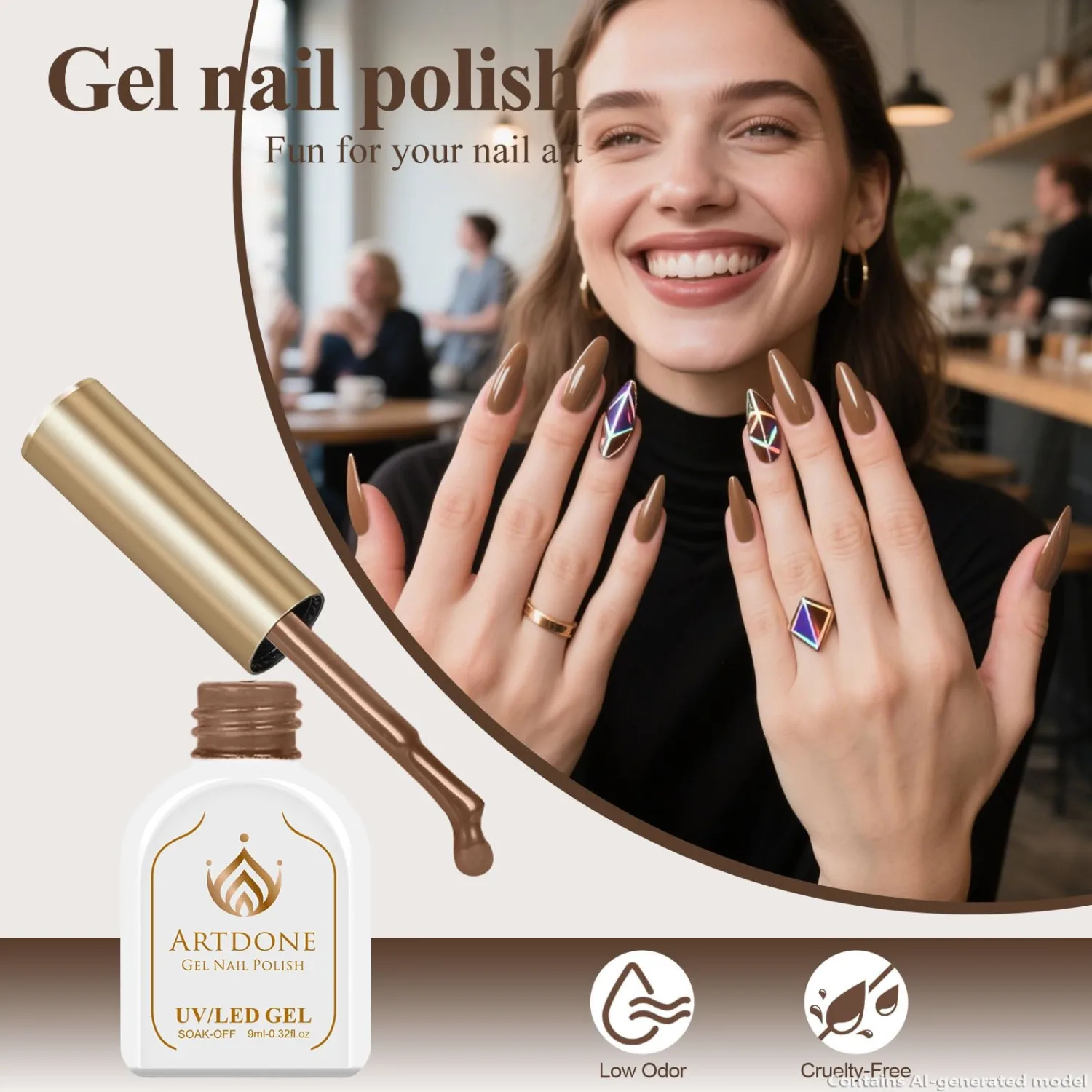 Artdone Gel Nail Polish Hema-free Solid Color Brown For All Seasons Neutral Soak Off LED Lamp Needed For Manicure Nail Art