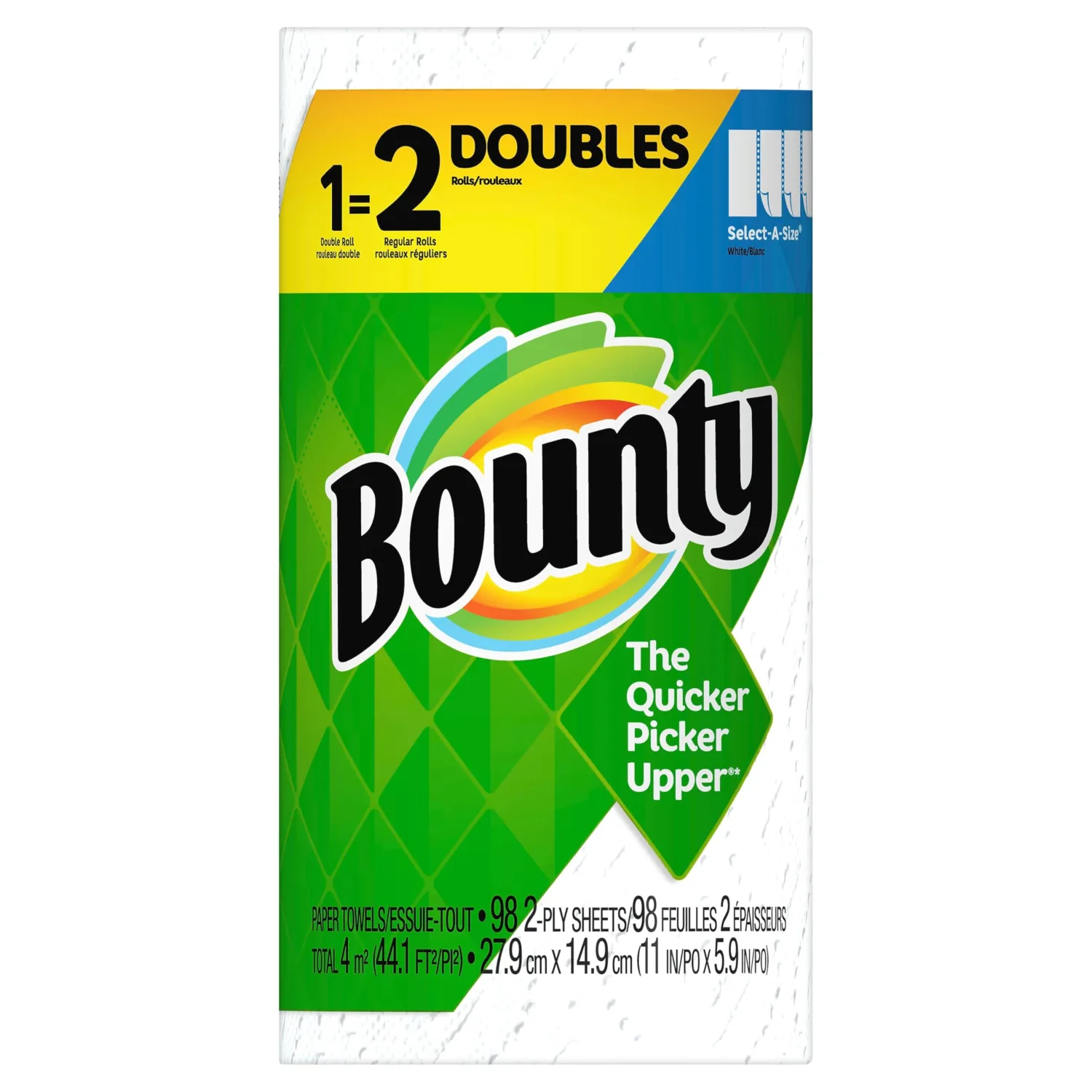 Bounty Select-A-Size Paper Towels, 2-ply, 90 Sheets/Roll, 24 Rolls/Pack (66539/5815)