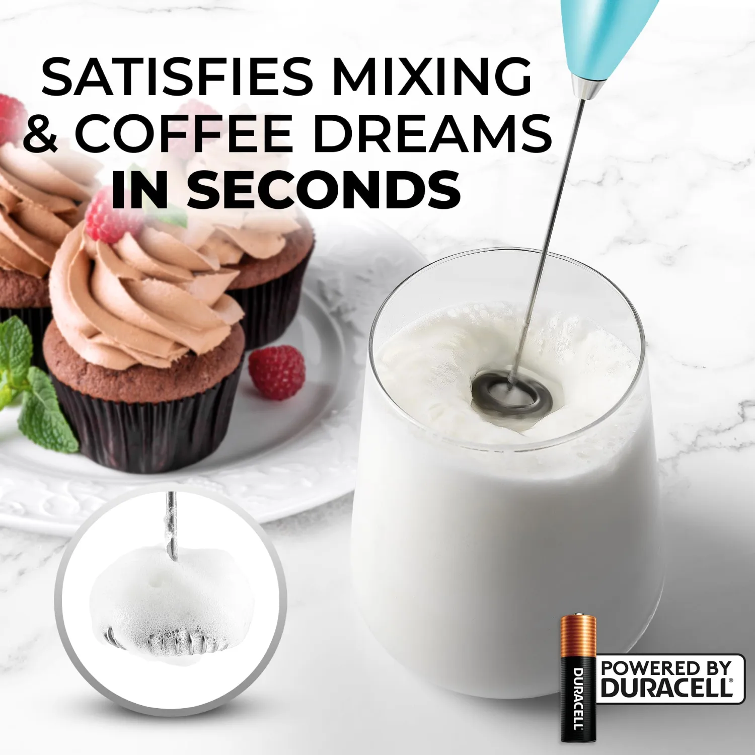 Zulay Powerful Milk Frother for Coffee with Upgraded Titanium Motor - Handheld Electric Whisk, Milk Foamer, Mini Mixer & Coffee Blender for Frappe, Latte, Matcha, No Stand - Faded Purple