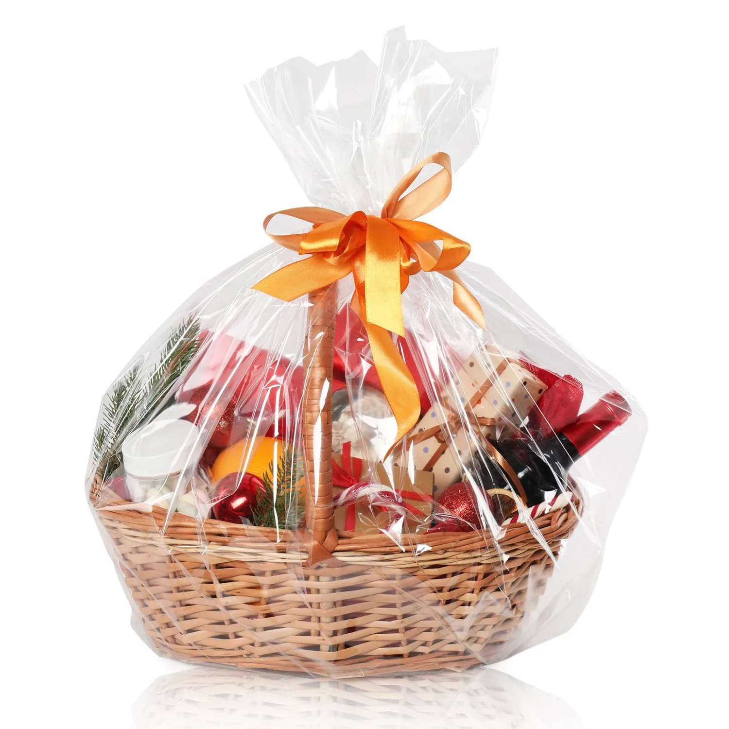 WIKDAY Large Cellophane Wrap for Gift Baskets,30x40 Inches, 20 Pack | with Twist Ties, Cellophane Bags for Gift Giving & Packaging Raffle Baskets, Easter, Baby Shower, Wedding, Wrapping Flowers