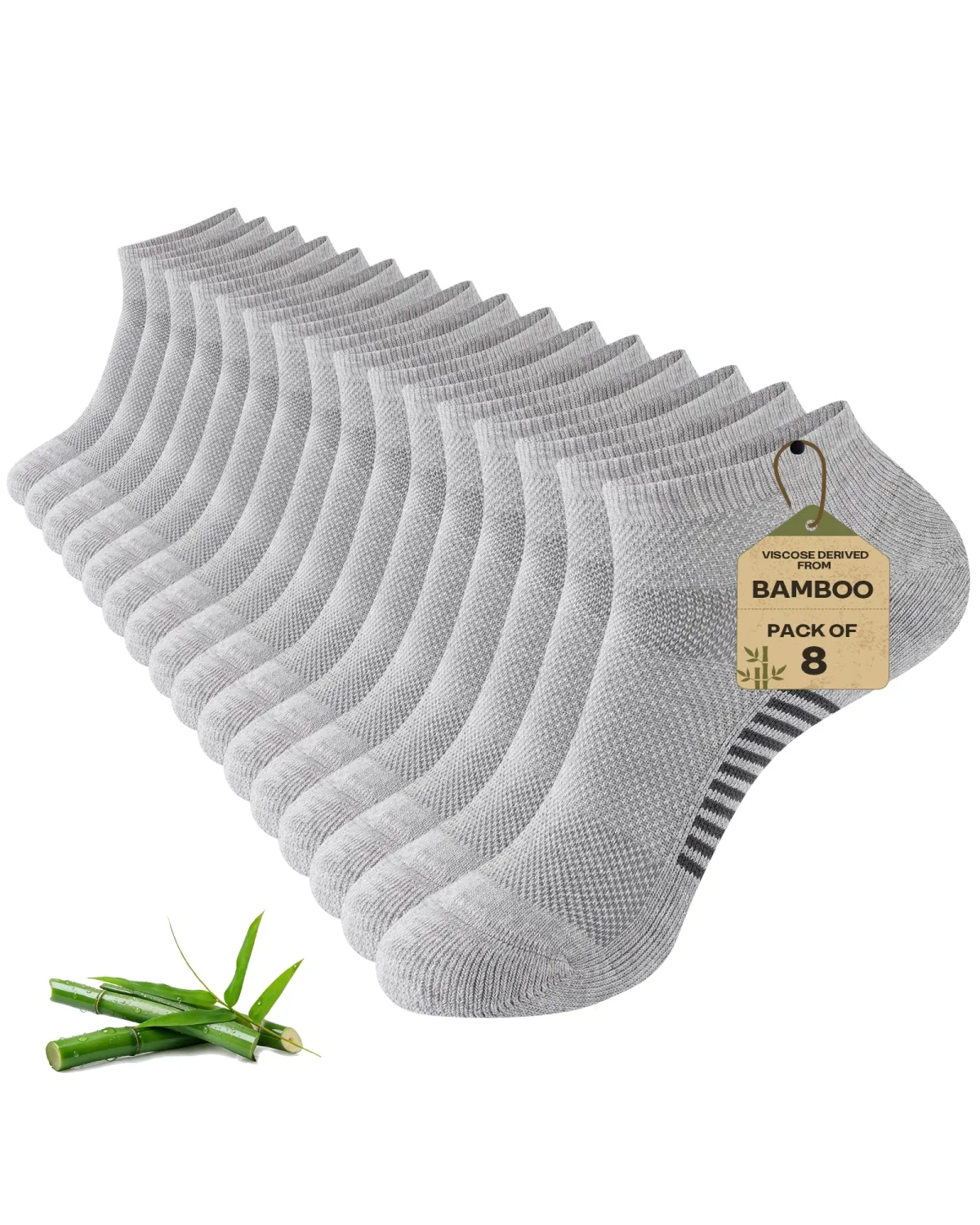 Mens Ankle Socks, 8 Pairs Bamboo Running Socks | Athletic Cushioned,Moisture Wicking, Low Cut Short Sports Socks for Hiking Cycling Workout Casual