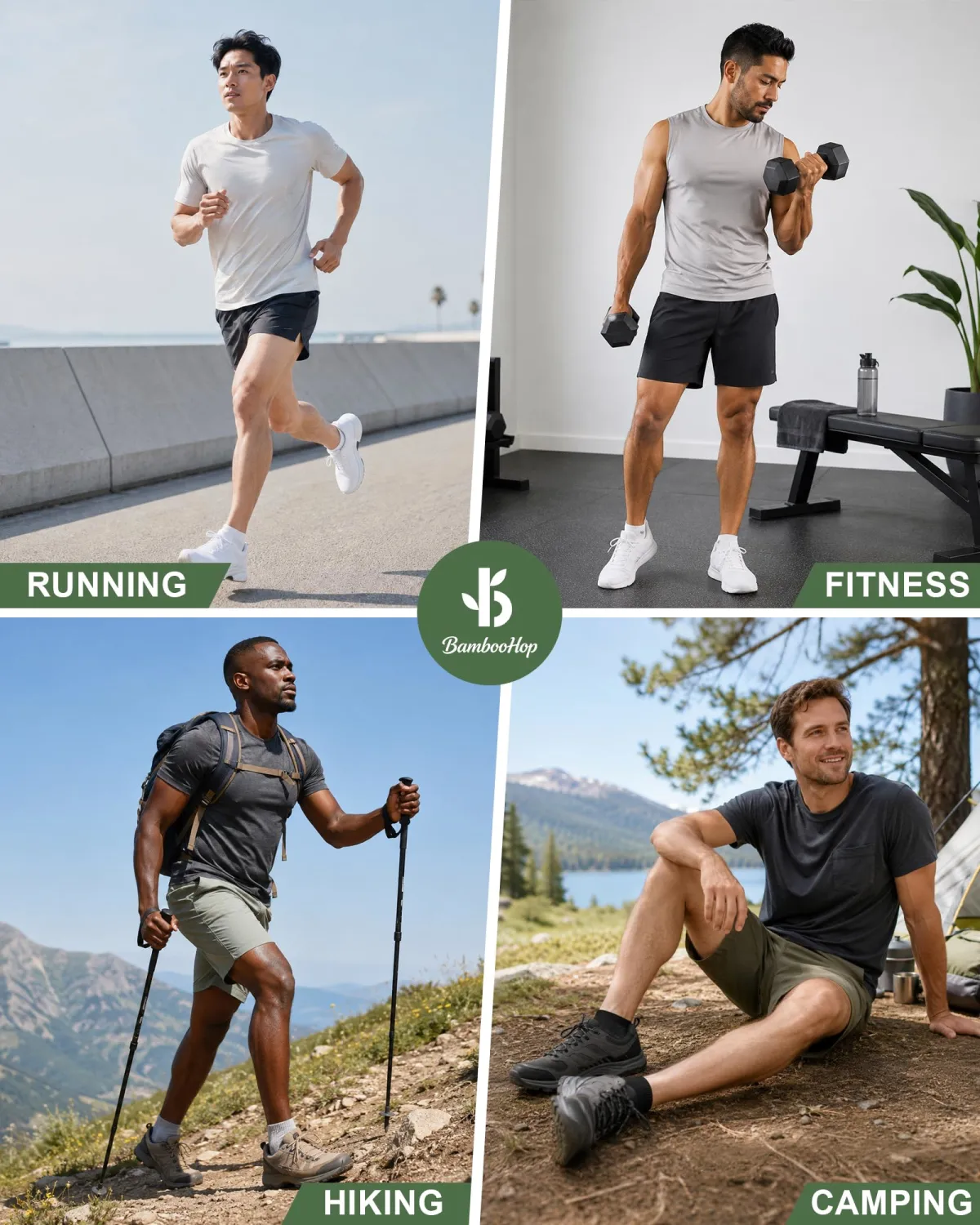 Mens Ankle Socks, 8 Pairs Bamboo Running Socks | Athletic Cushioned,Moisture Wicking, Low Cut Short Sports Socks for Hiking Cycling Workout Casual