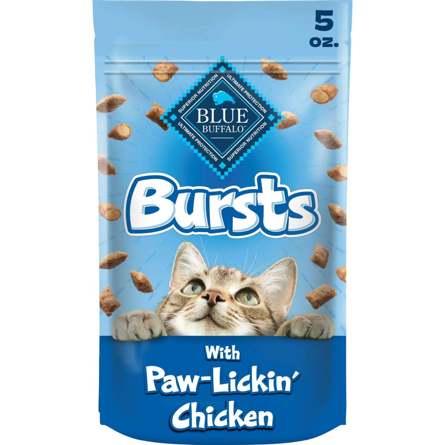 Blue Buffalo Bursts Chicken Crunchy & Creamy Cat Treats, 5 oz | Real Chicken First, Crunchy Shell with Creamy Center, No Poultry By-Product, Corn, Wheat, or Soy