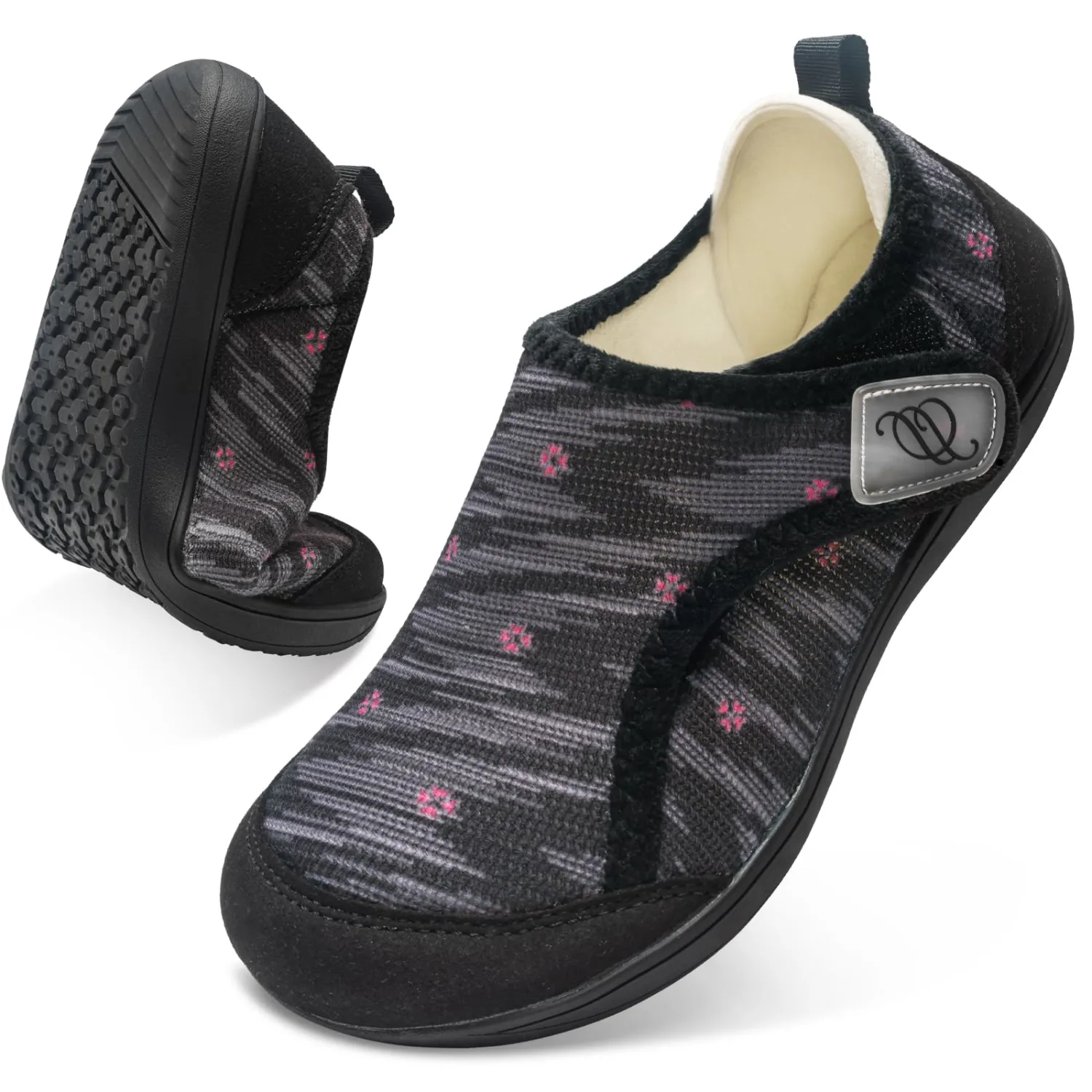 Wide Diabetic Shoes for Women,Zero Drop Edema Neuropathy Barefoot Footwear | Adjustable Walking Shoes House Shoes Slippers for Women Indoor Outdoor,Breathable Nursing Shoe Wide Width Casual Sneakers