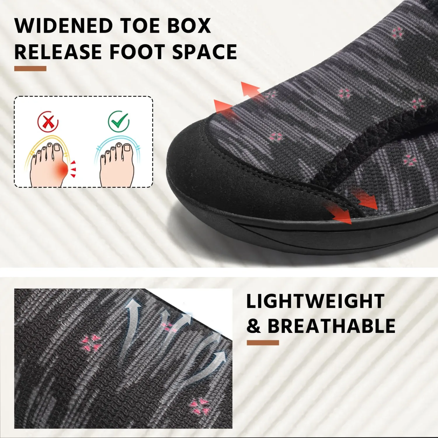 Wide Diabetic Shoes for Women,Zero Drop Edema Neuropathy Barefoot Footwear | Adjustable Walking Shoes House Shoes Slippers for Women Indoor Outdoor,Breathable Nursing Shoe Wide Width Casual Sneakers
