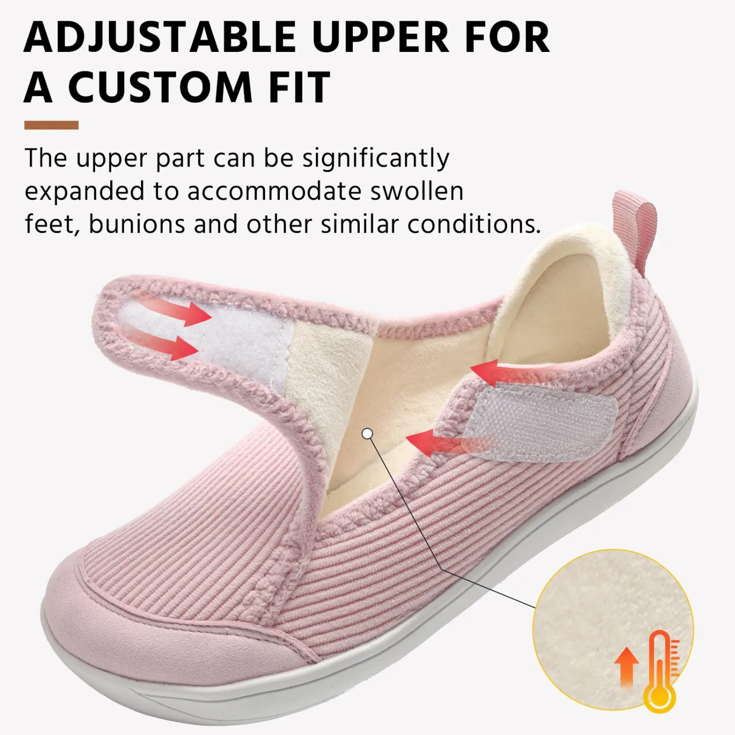 Wide Diabetic Shoes for Women,Zero Drop Edema Neuropathy Barefoot Footwear | Adjustable Walking Shoes House Shoes Slippers for Women Indoor Outdoor,Breathable Nursing Shoe Wide Width Casual Sneakers