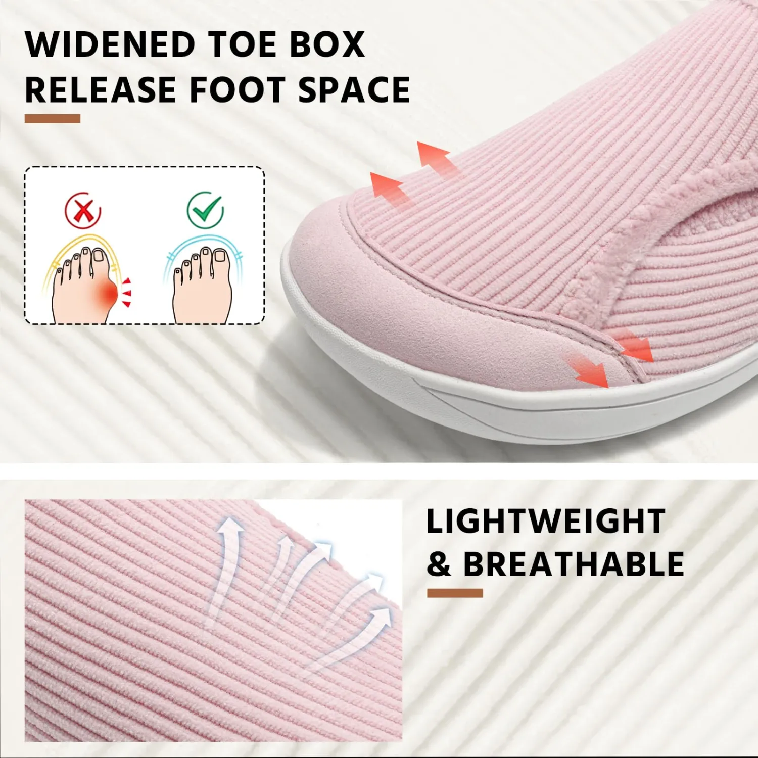 Wide Diabetic Shoes for Women,Zero Drop Edema Neuropathy Barefoot Footwear | Adjustable Walking Shoes House Shoes Slippers for Women Indoor Outdoor,Breathable Nursing Shoe Wide Width Casual Sneakers