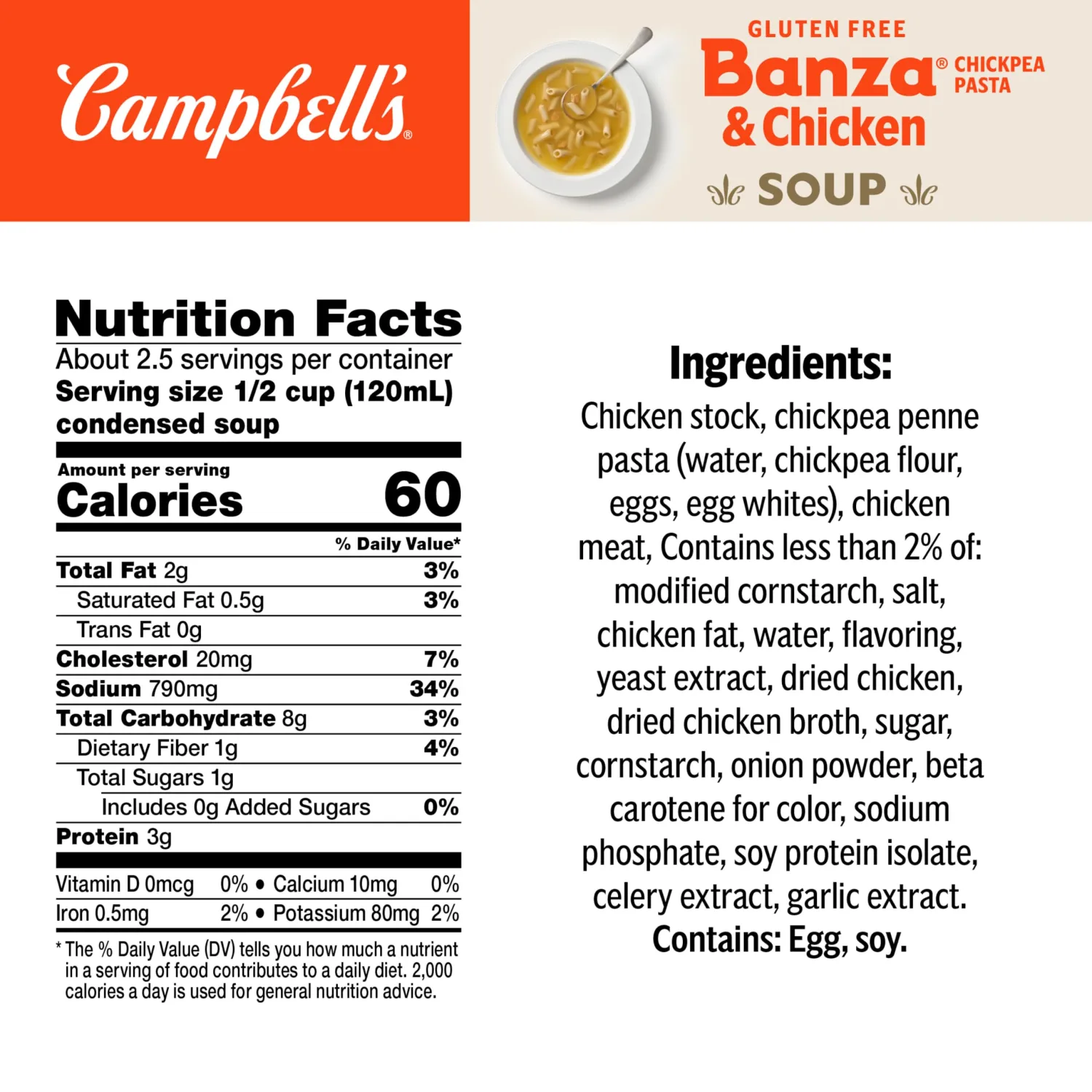 Campbell's Condensed Banza Chickpea Pasta and Chicken Soup, 10.75 Oz Can (Pack of 2)