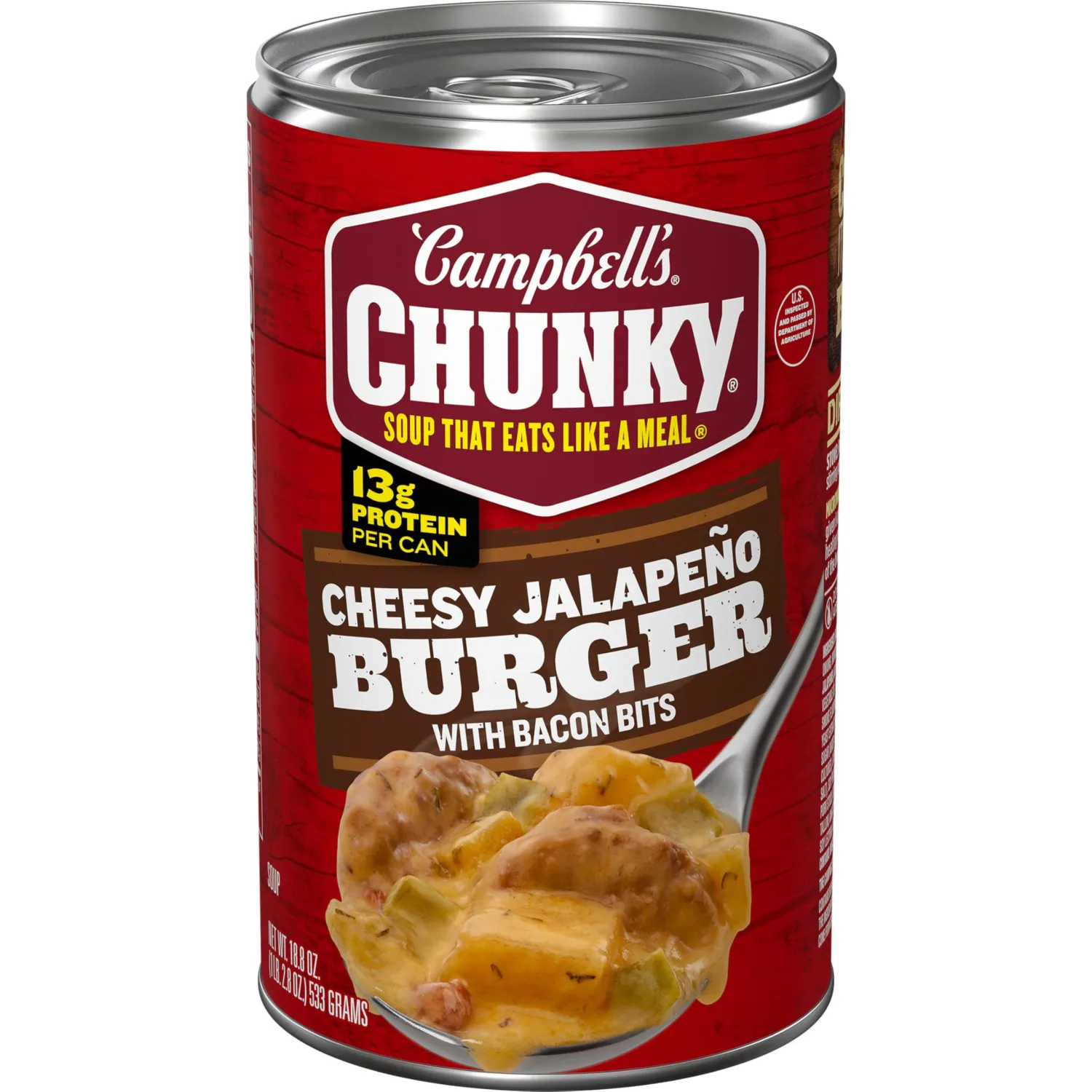 Campbell's Chunky Cheesy Jalapeño Burger with Bacon Bits Soup, 18.8 oz Can