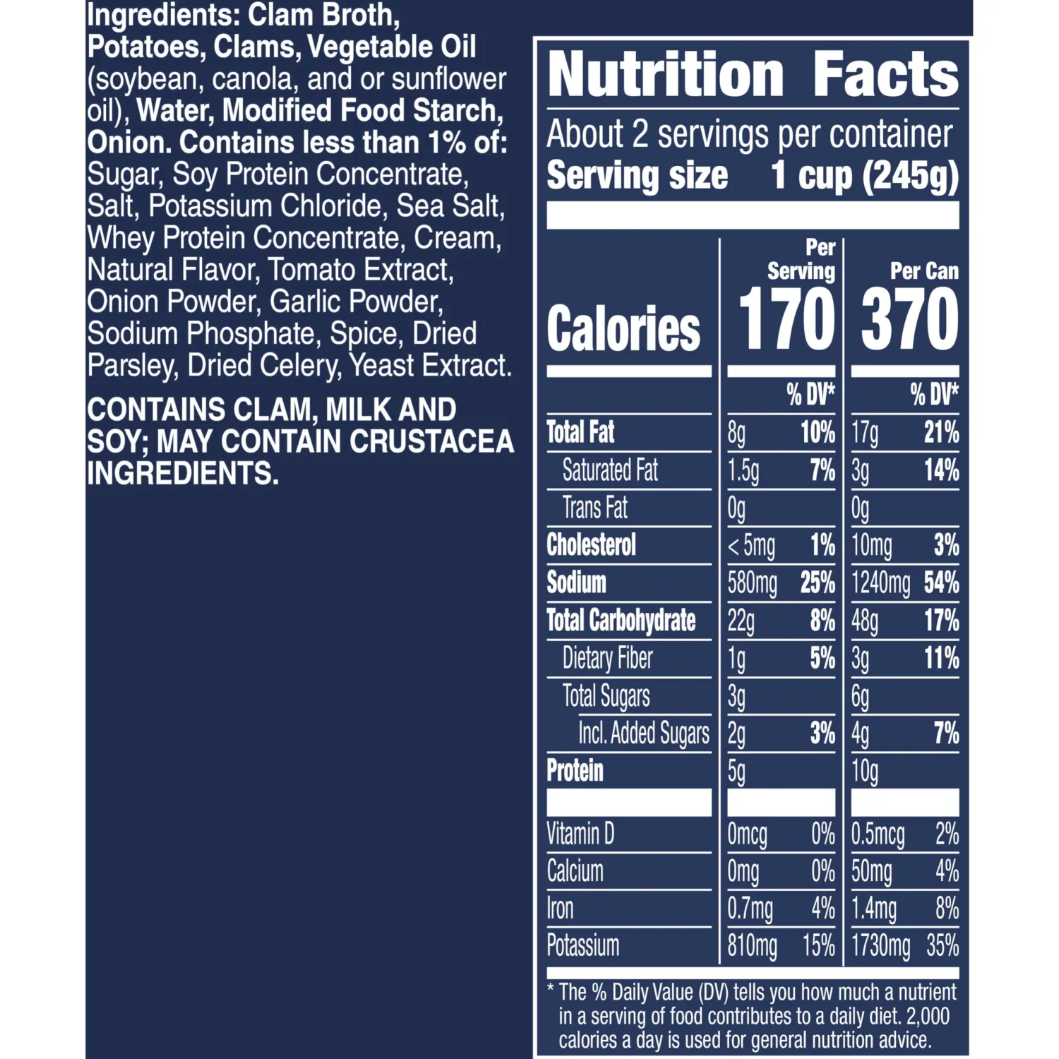 Progresso Reduced Sodium New England Clam Chowder Soup, 18.5 oz | 25% Less Sodium Than Progresso Traditional New England Clam Chowder, Clams, Potatoes & Onion in Savory Broth, 170 Calories