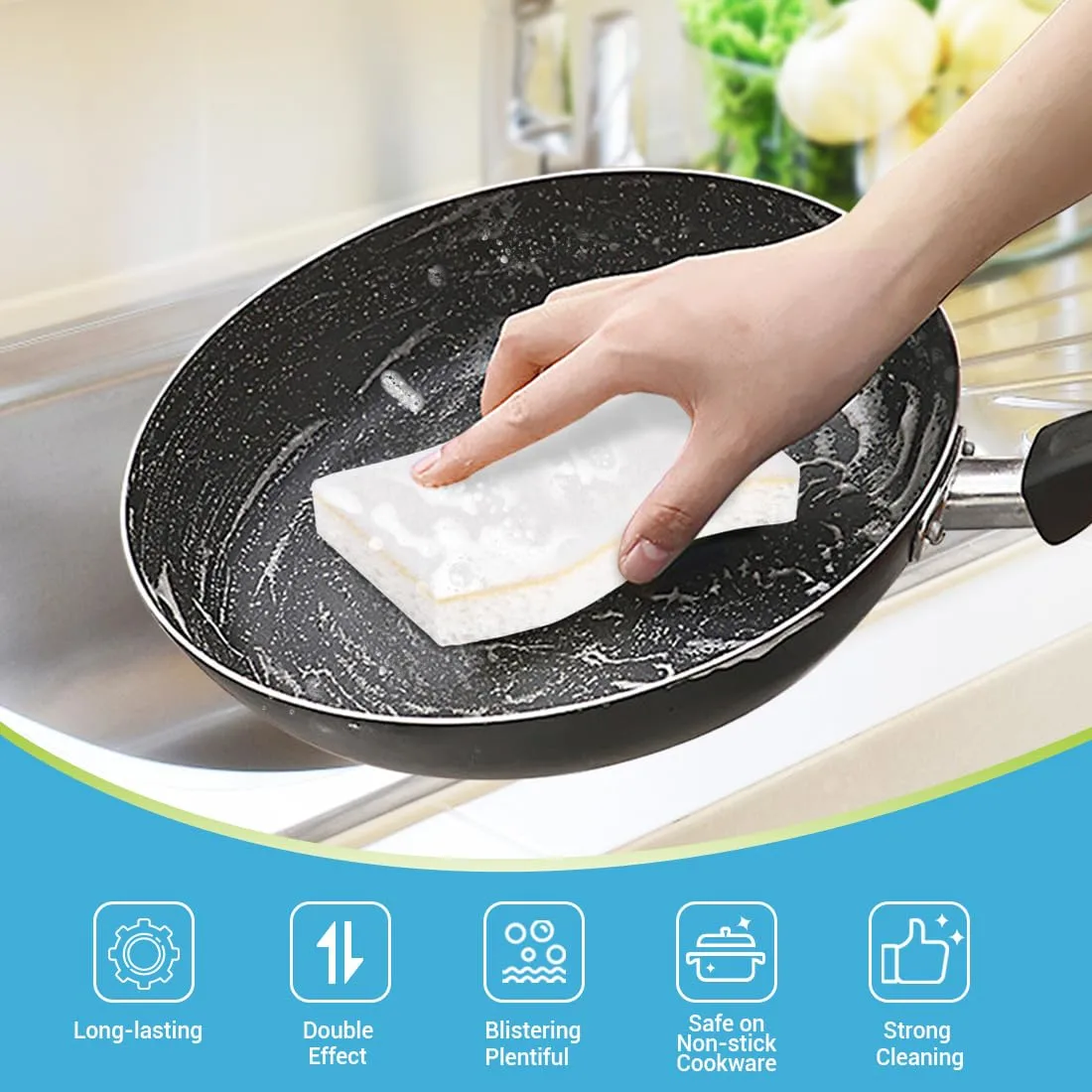 AIDEA Sponges Kitchen, 9Count, Non-Scratch Scrub Sponge for Dishes | Natural Sponge for Non-Stick Cookware, Cellulose Dish Sponges, Cleaning Power for Kitchen, Bathroom, Household