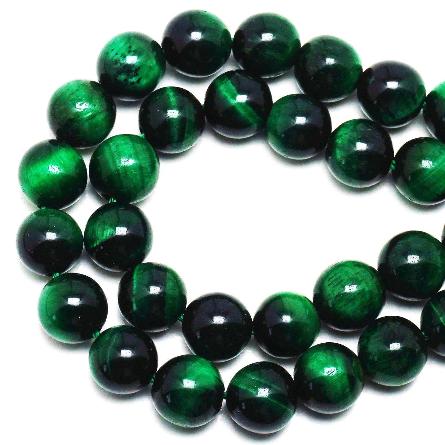 Green Tiger Eye Stone Round Loose Gemstone Beads (8mm, 44-47pcs)