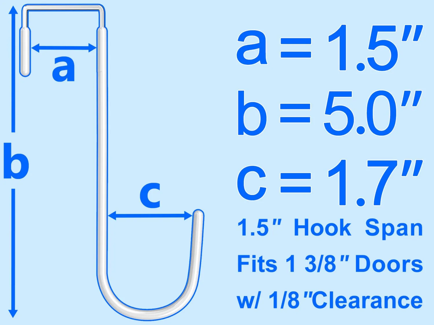 Mars-Rock Single Over Door Steel Hooks 4 Pack Fit 1-3/8" Door 5" White | Plastic Coated Rubber Feel Towel Rack Robe Coat Shoe Wreath Hanger No Damage No Scratch for Bathroom Heavy Duty Thin Top