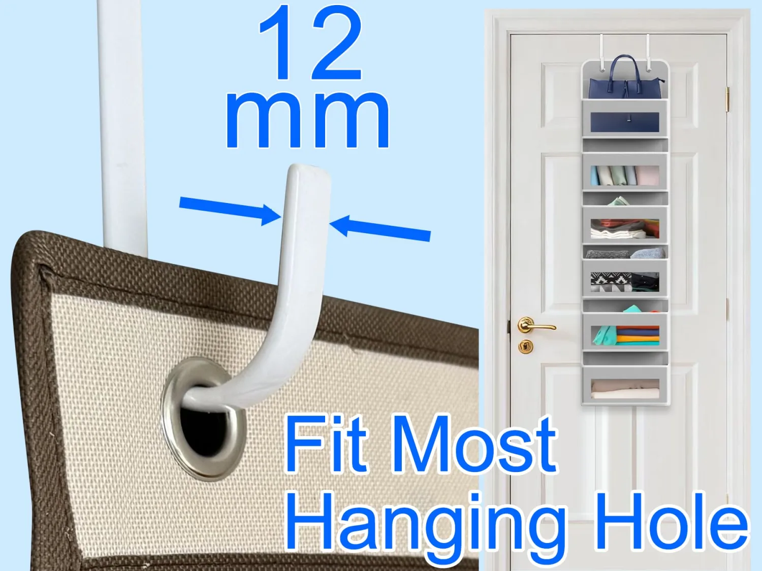 Mars-Rock Single Over Door Steel Hooks 2 Pack Fit 1-3/8" Door 5.5" White | Plastic Coated Rubber Feel Towel Rack Robe Coat Shoe Wreath Hanger No Damage No Scratch for Bathroom Heavy Duty Thin Top