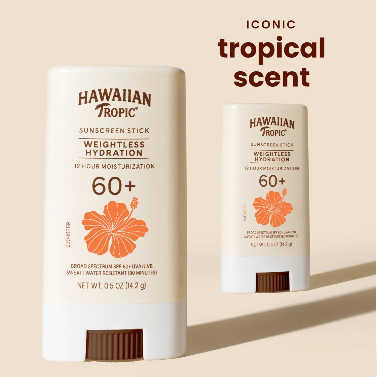 Hawaiian Tropic Weightless Hydration Sunscreen Stick SPF 60+, 0.5 Oz | Travel size sunscreen for face and body, Clear sunblock, Oil free stick application, UVA/UVB broad spectrum protection