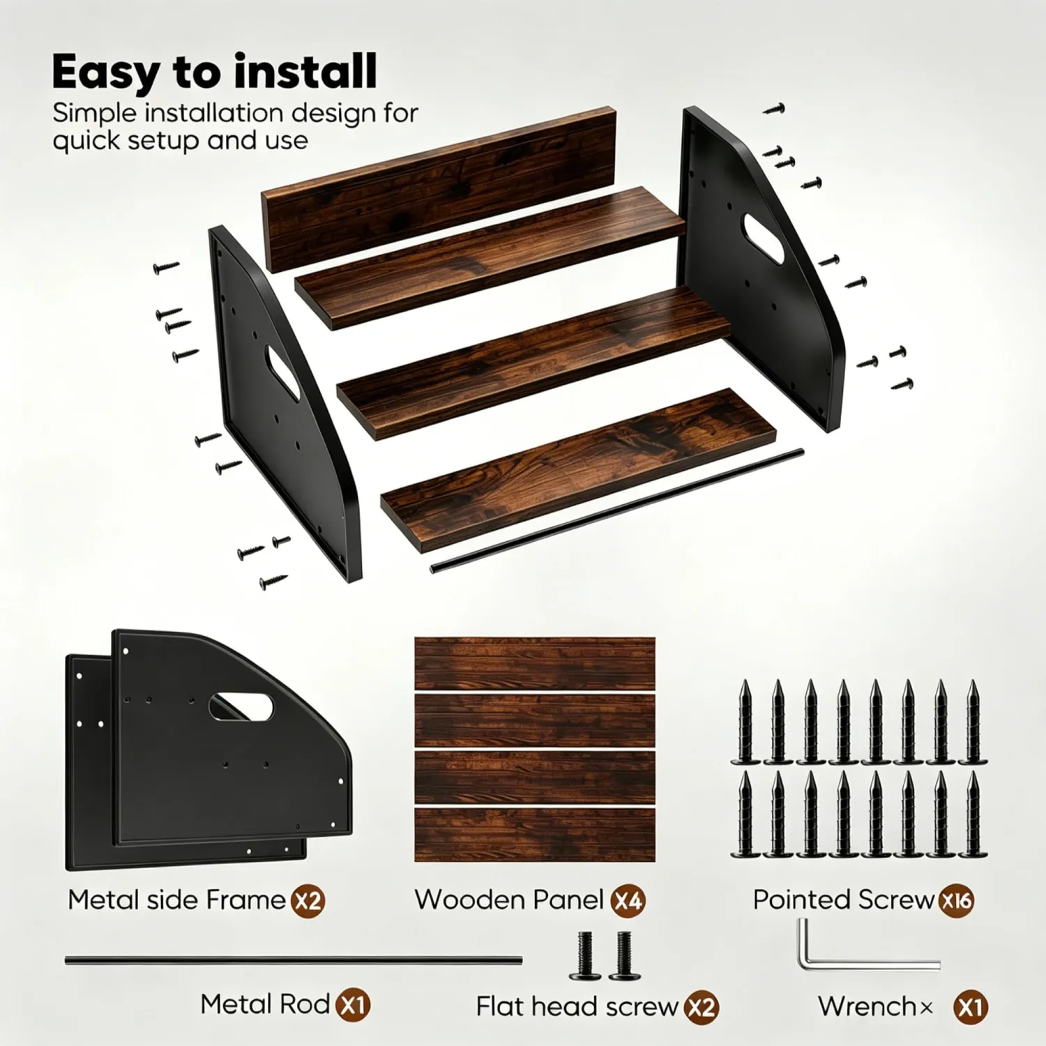 3-Tier Coffee Syrup Rack with Easy-Carry Handles | Retro Large Countertop Bottle Organizer Shelf |15 Syrup Bottles Holder | Sturdy Freestanding Bar Stand for Coffee, Whiskey & Spirits