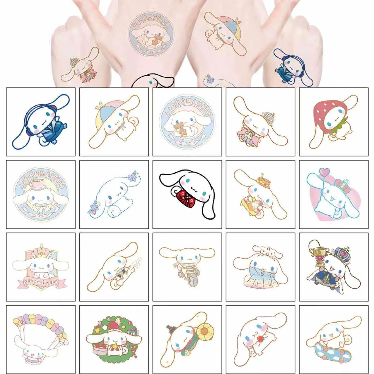 20pcs Cinnamoroll Temporary Tattoos for Teens Birthday Party Supplies, Party Favors Fake Tattoos Stickers,Birthday Decorations Party Game Activities Reward Gifts (Cinnamorolldog)