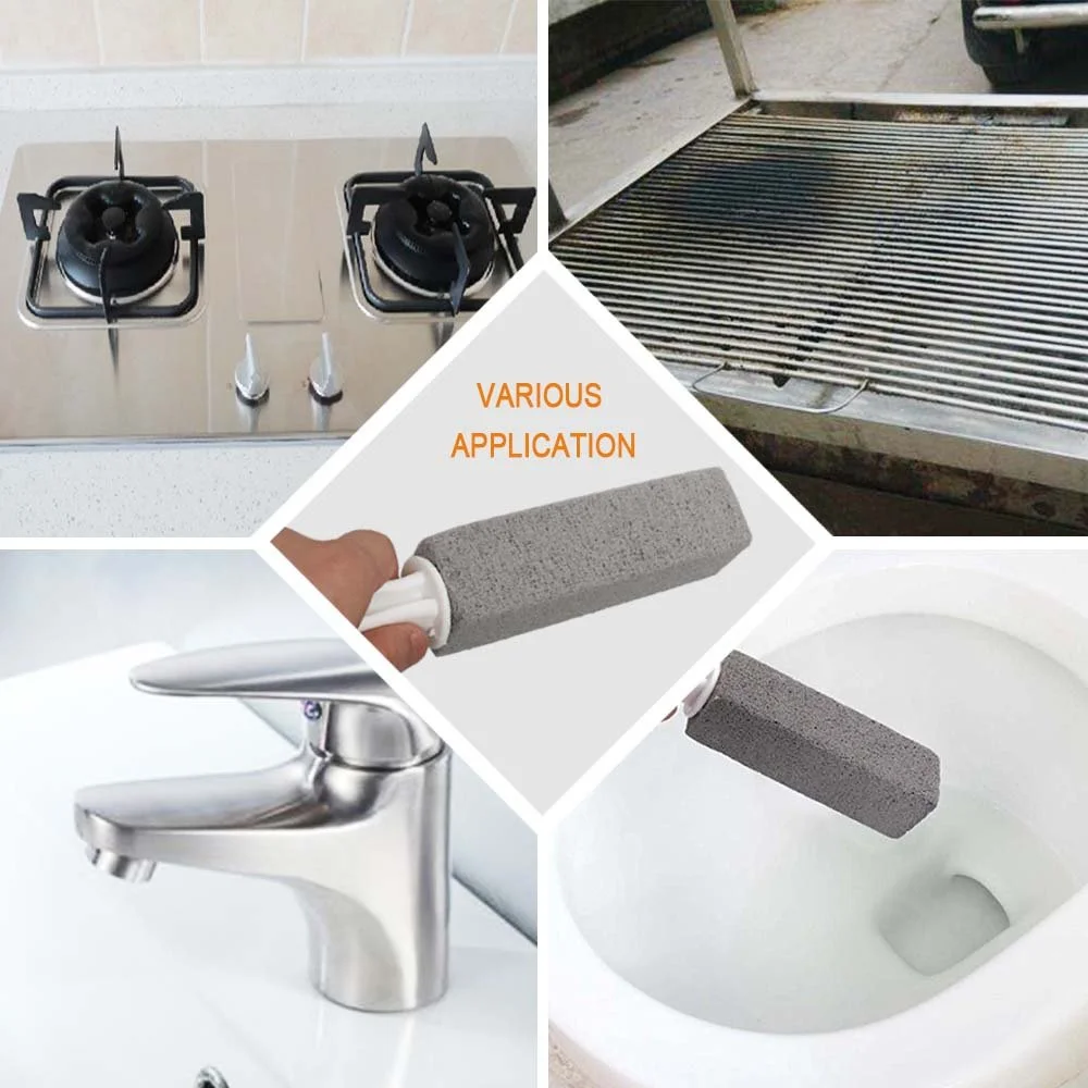 4 Pack Toilet Pumice Stone with Handle, Pumice Stone Toilet Bowl Cleaner Pumice Stone for Toilet Cleaning Pumice Stone Block to Remove Stains and Hard Water for Toilet Bathtub Pool Kitchen Sink