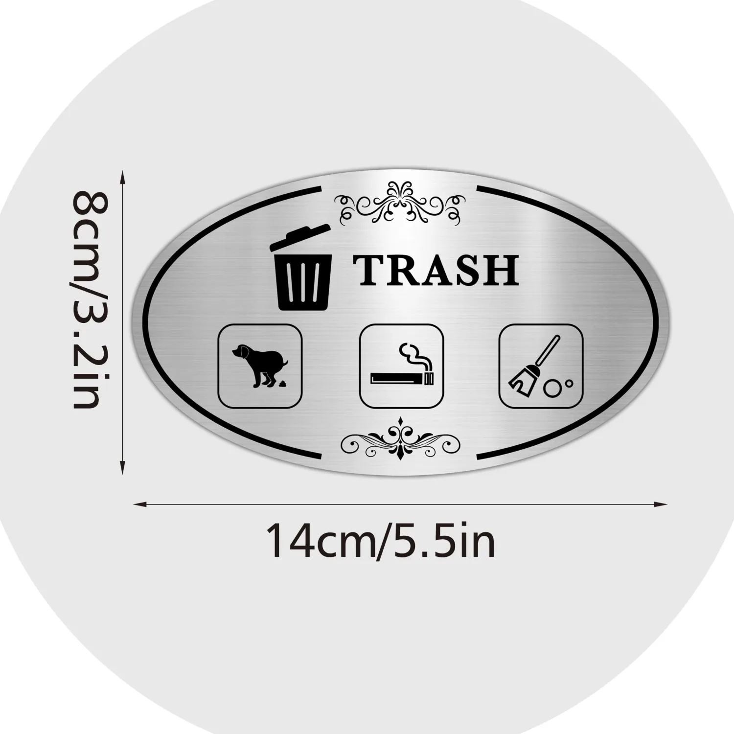 2PCS Recycle Stickers for Trash Bins, Self-Adhesive Waterproof Brushed Silver Trash and Recycling Stickers for Trash Can, Kitchen, Office, Garbage Bin Indoor, Outdoor Use 5.5x3.2IN