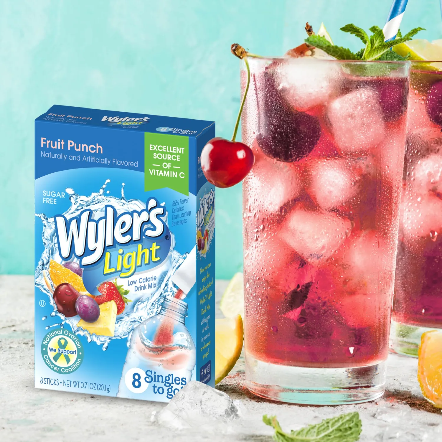 Wyler's Light Singles To Go Water Drink Mix, Fruit Punch, 96 Ct