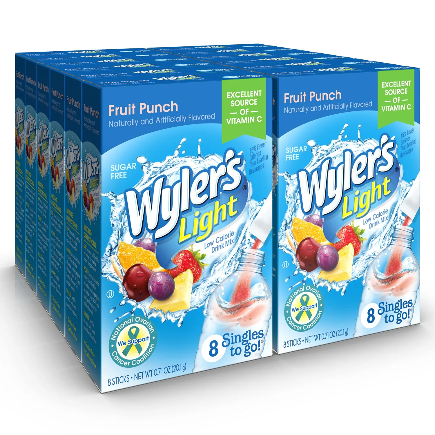 Wyler's Light Singles To Go Water Drink Mix, Fruit Punch, 96 Ct