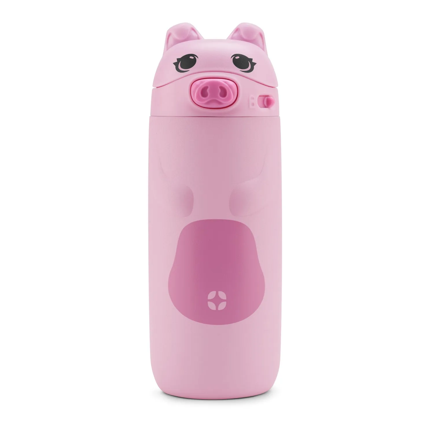 Ello Ellies 12oz Stainless Steel Leakproof Kids Water Bottle, Pig | Insulated kids water bottle with straw, leakproof locking lid, carry handle, and stainless steel fun animal design for school