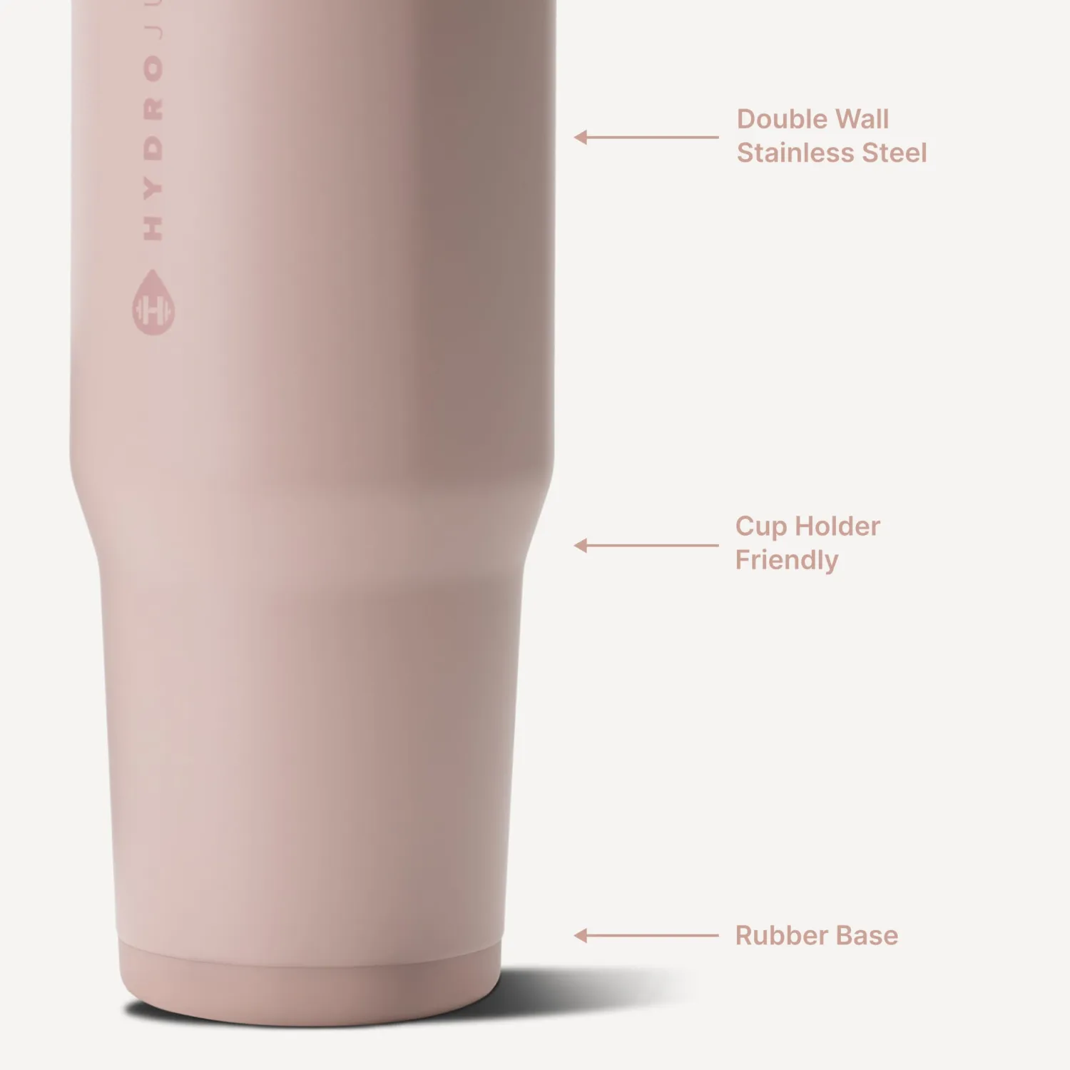 HydroJug Ease2o 32oz Insulated Water Bottle, Straw & Chug Lid, Dusty Rose