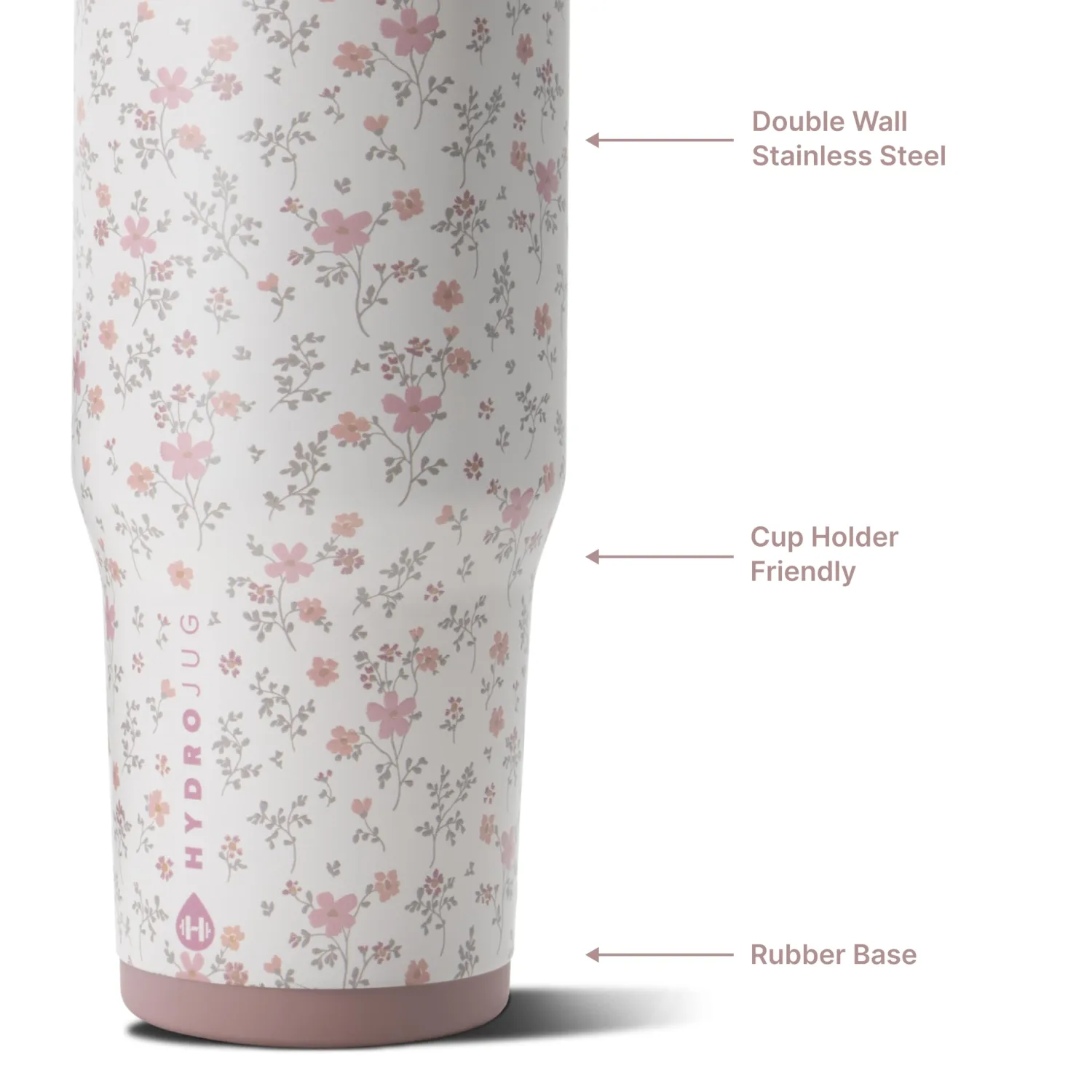 HydroJug Ease2o 32oz Insulated Water Bottle, Straw & Chug Lid, Magnolia