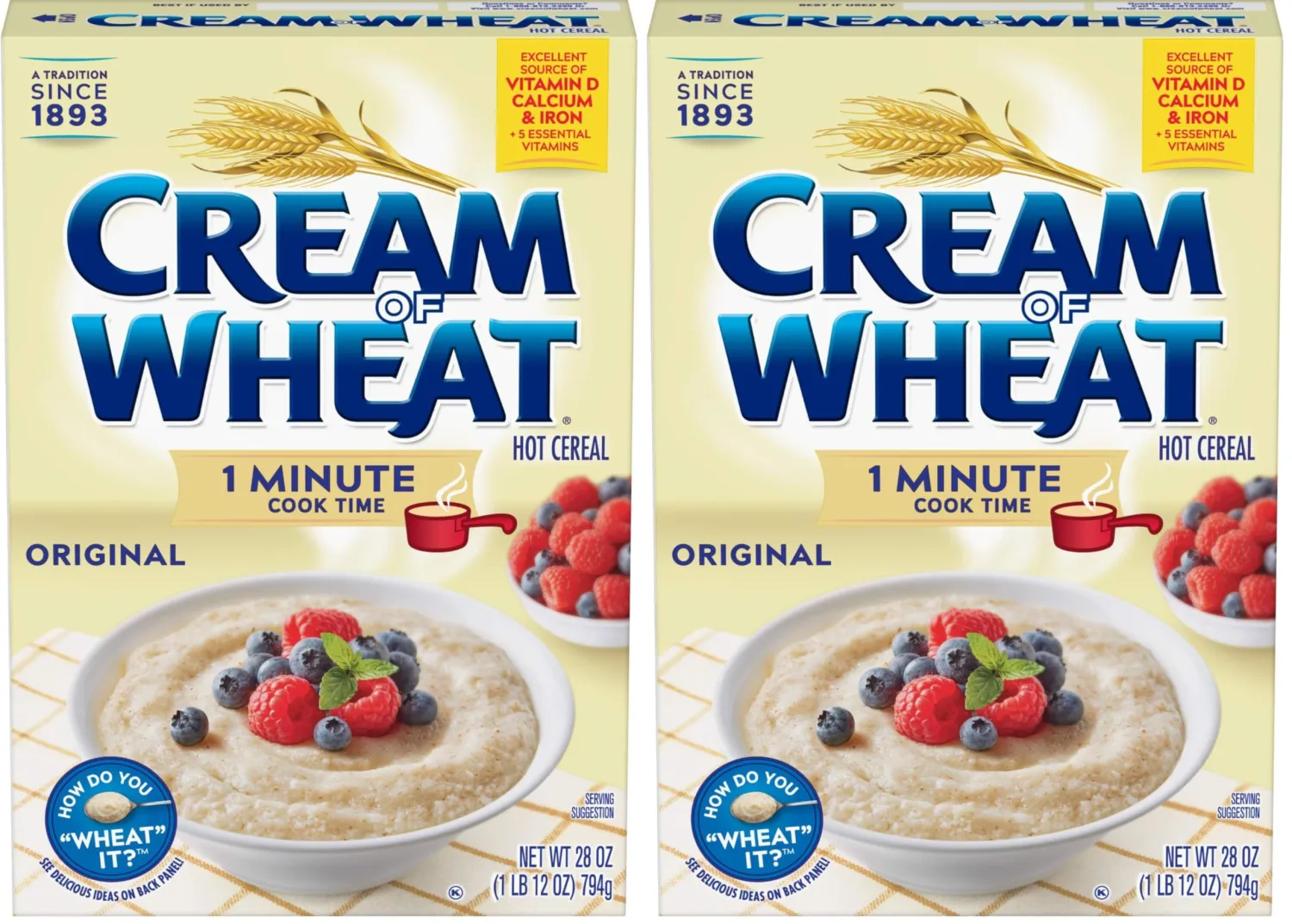 Cream of Wheat Original Stove Top Hot Cereal, 1 Minute Cook Time, 28 Ounce (Pack of 2)