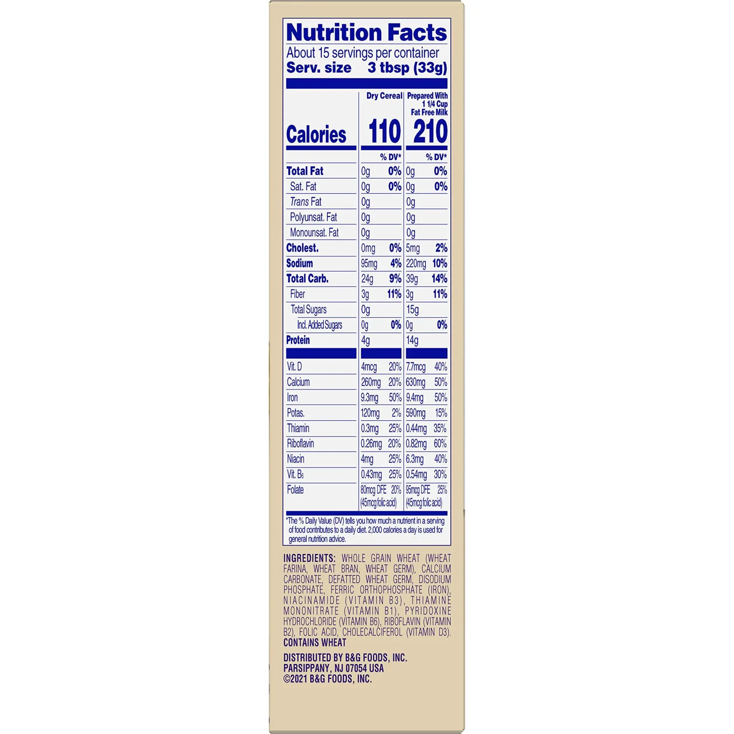 Cream of Wheat Whole Grain Hot Cereal, 2 1/2 Minute Cook Time, 18 Ounce